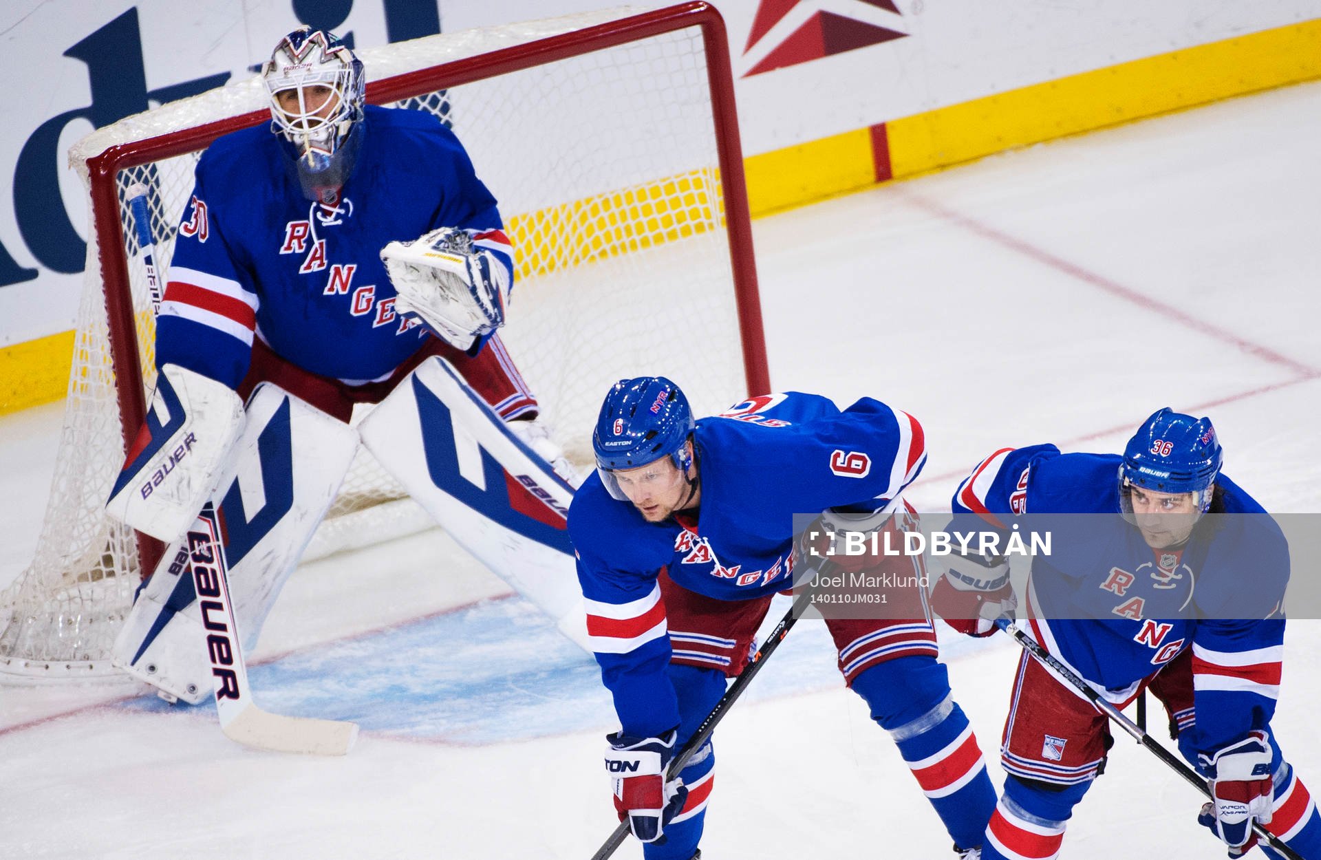 New Yorks målvakt Henrik Lundqvist, Anton Strålman och