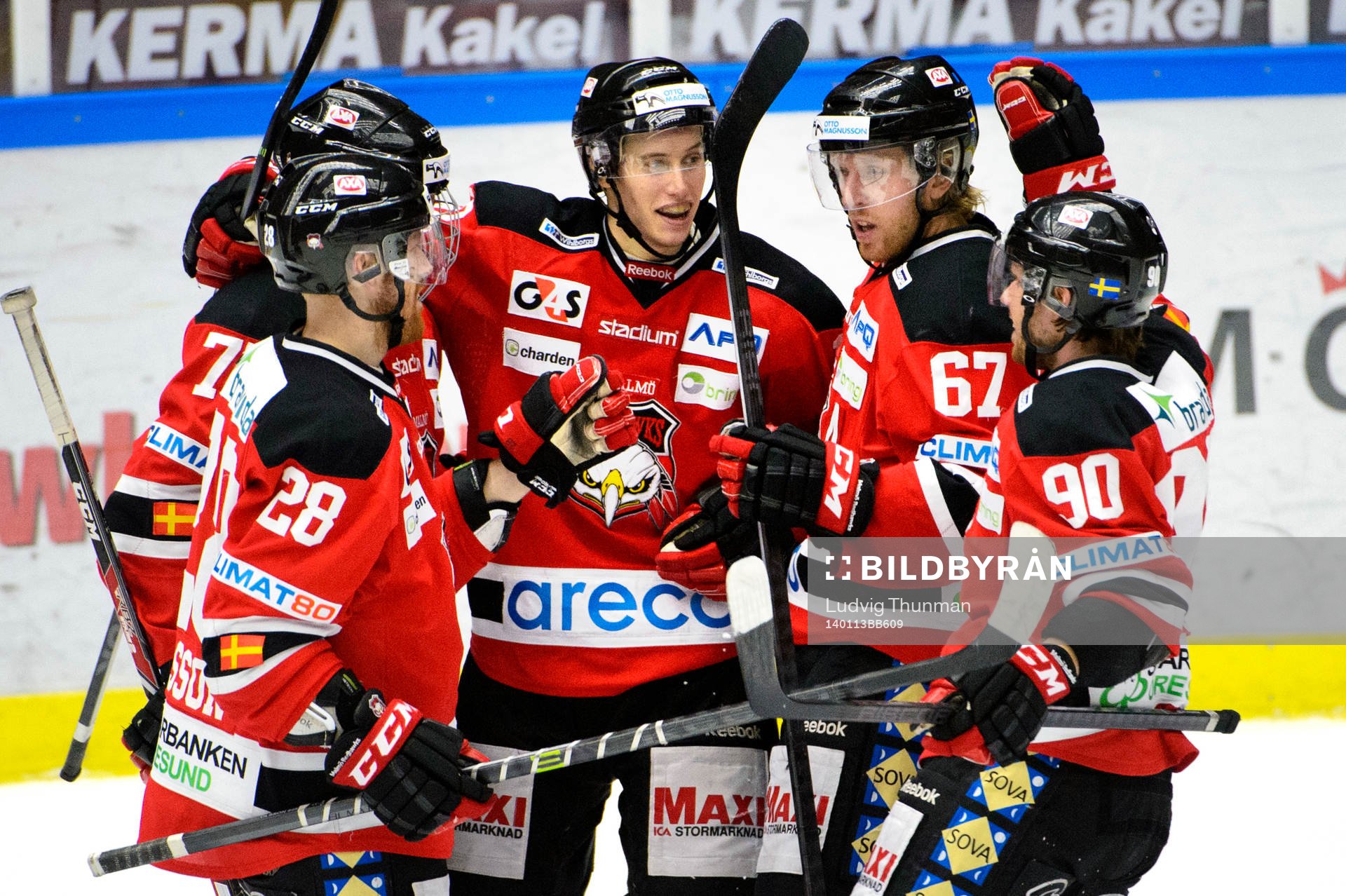Malmö Redhawks firar 4-0 av Robin Alvarez