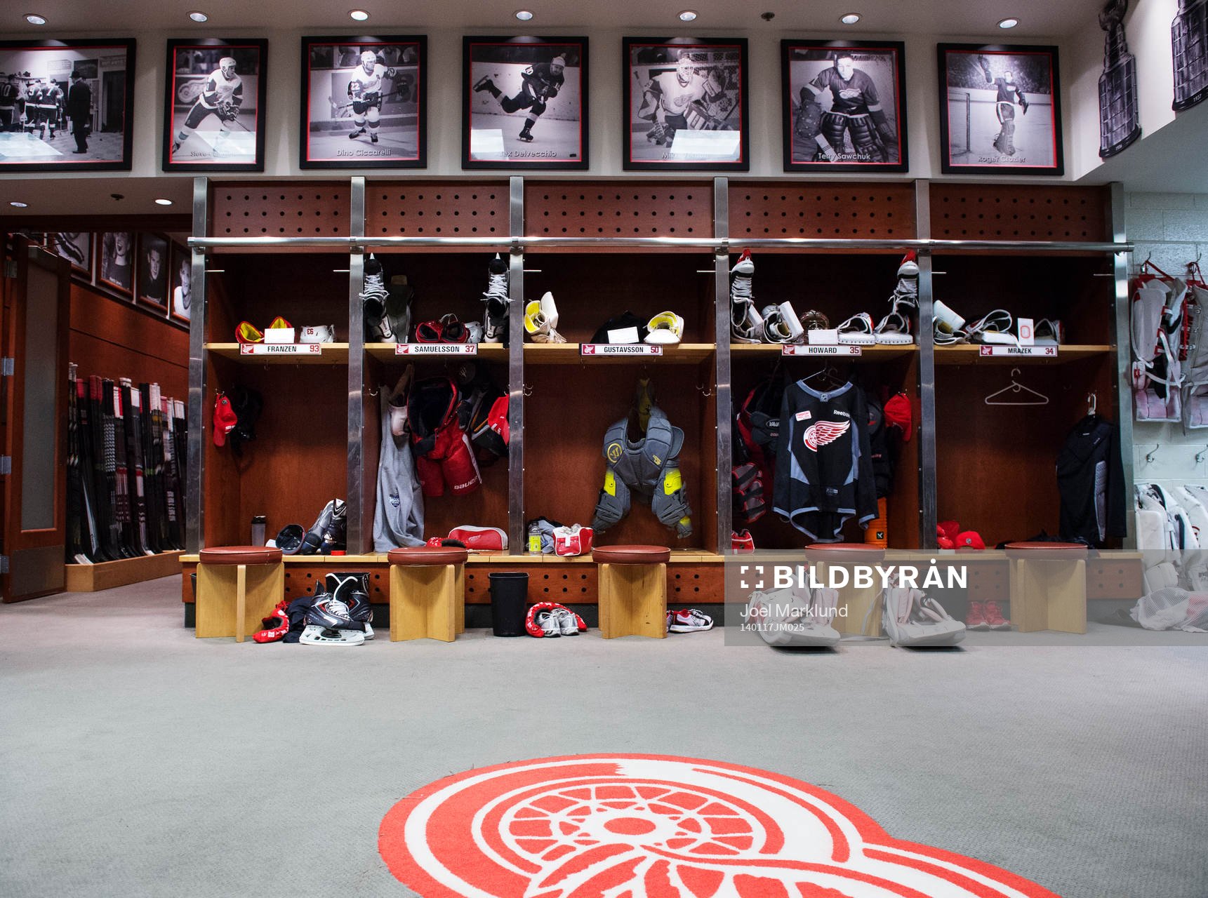 NHL-laget Detroit Red Wings omklädningsrum