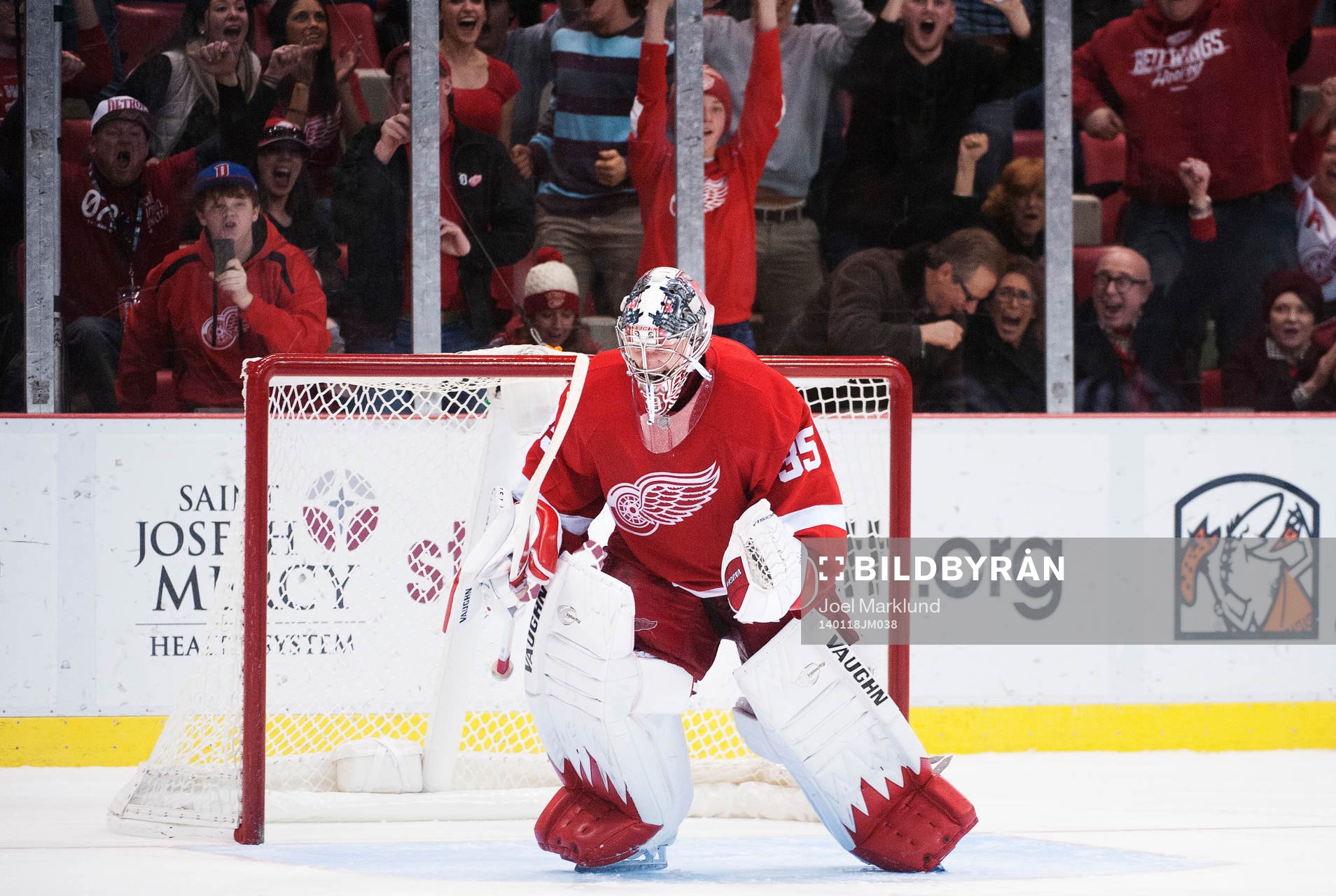 Detroits målvakt Jimmy Howard jublar