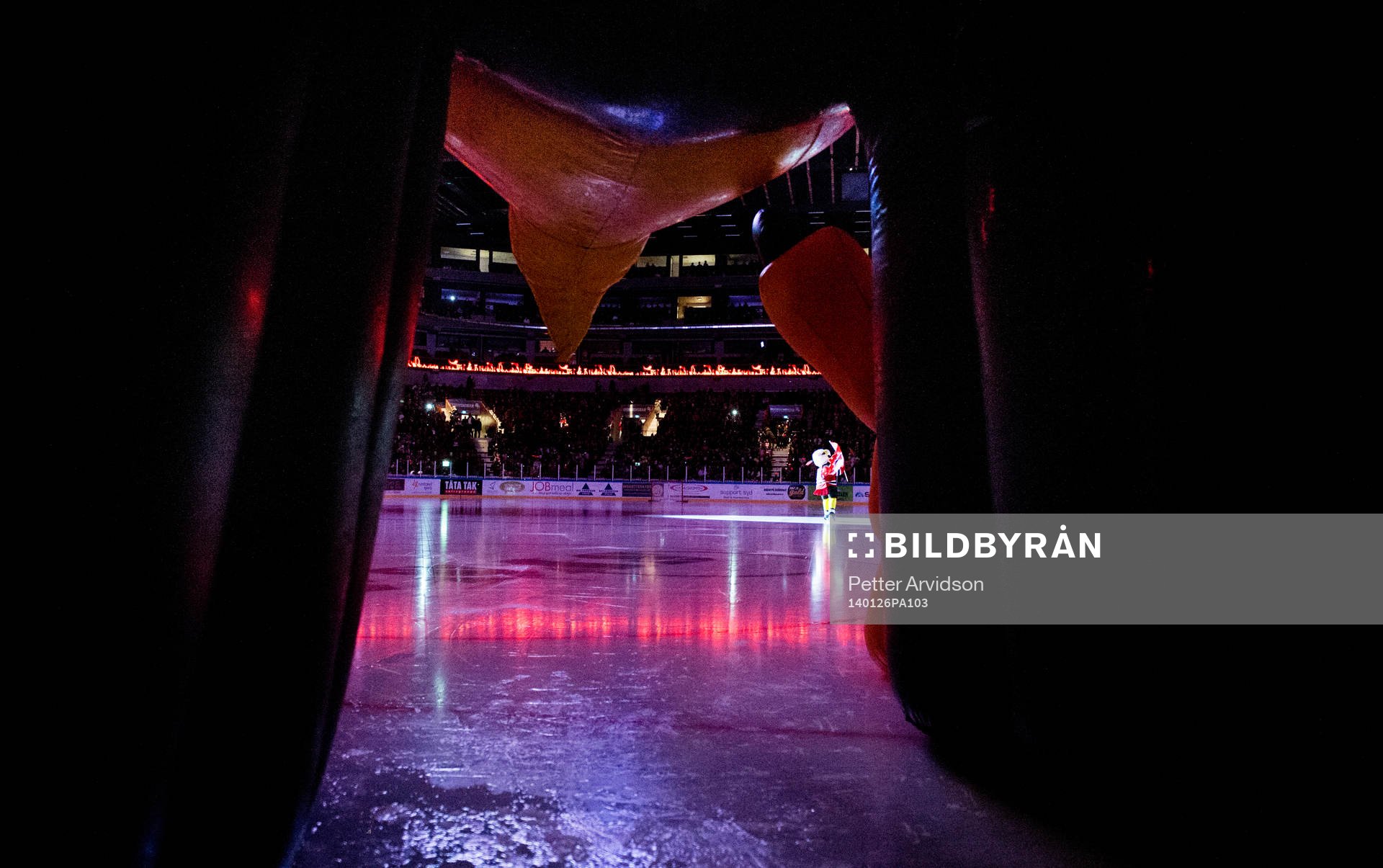Malmö Redhawks maskoten Hawkan gör entré