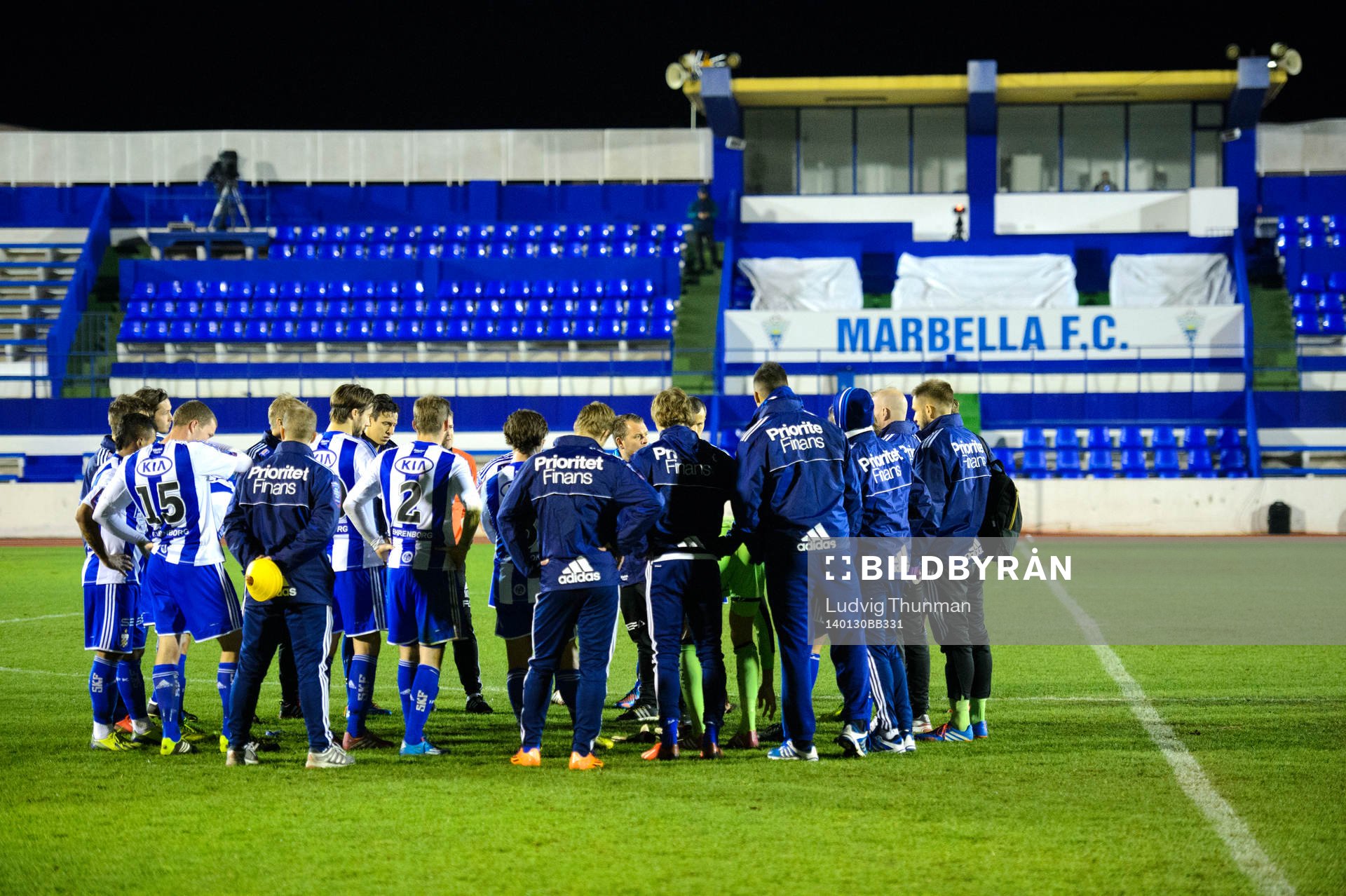 IFK Göteborg samlas efter träningsmatchen mellan Steaua Bucarest och IFK Göteborg den 30 januari 2014 i Marbella. 