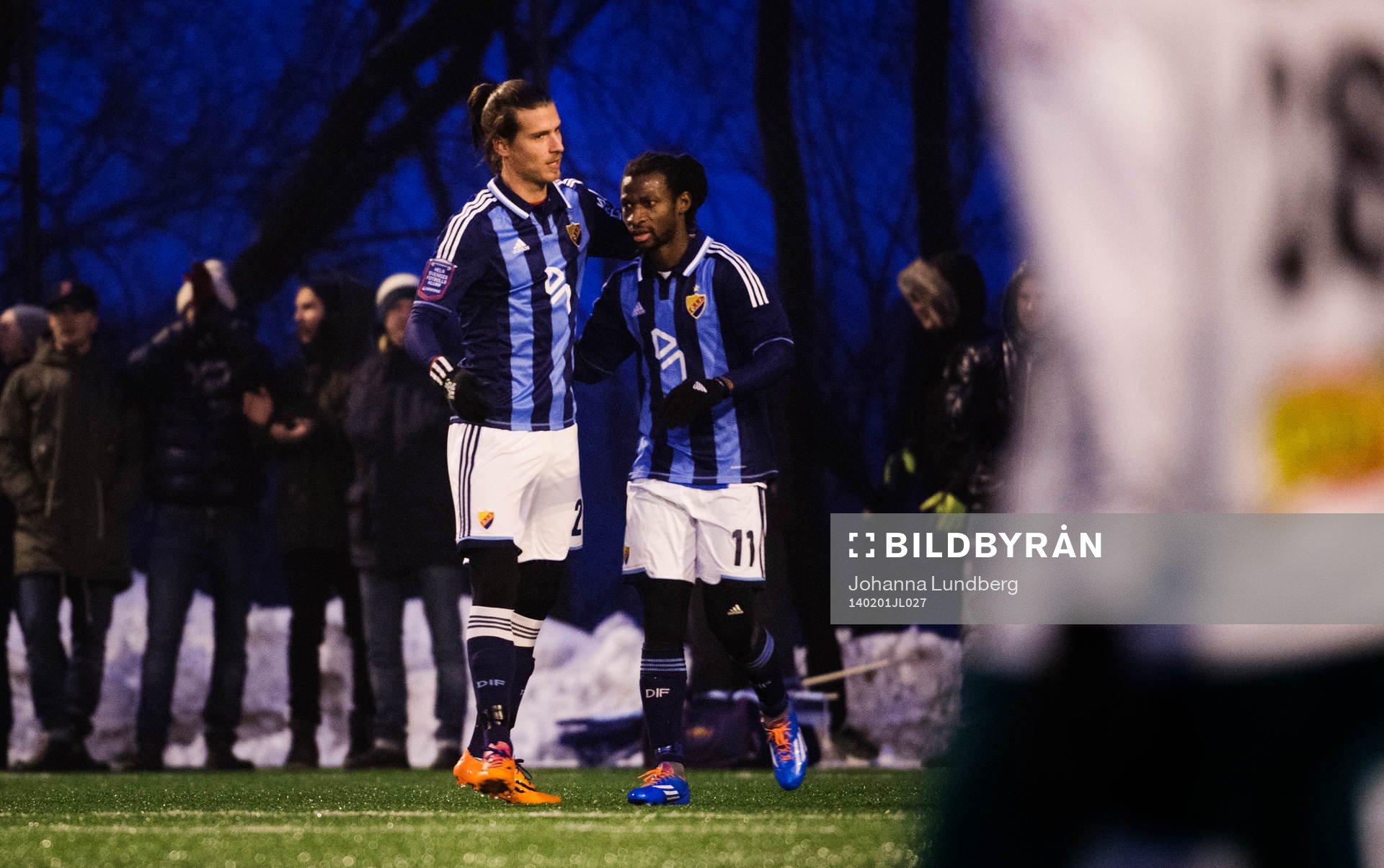 Djurgårdens  Aleksandar Prijovic  och Amadou Jawo  jublar