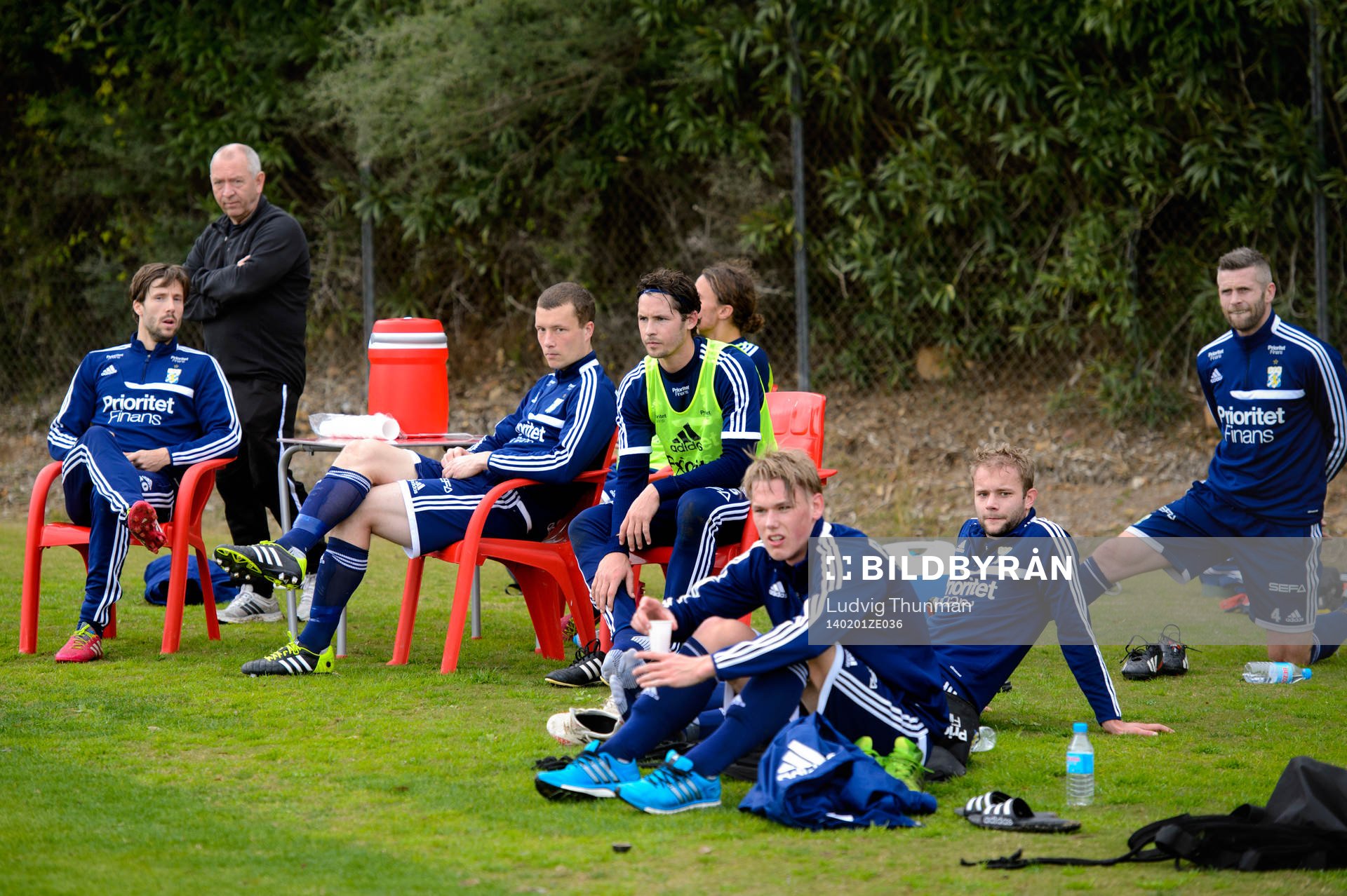 Spelarna pustar ut efter en träning den 01 februari 2014 i Almenara, Spanien. 