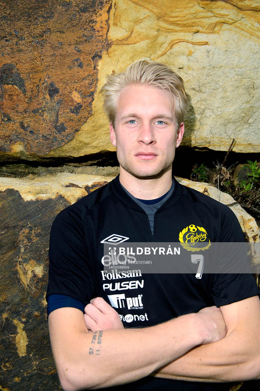 Elfsborgs Johan Larsson porträtteras efter träning den 03 februari 2014 i Casares, Spanien. 