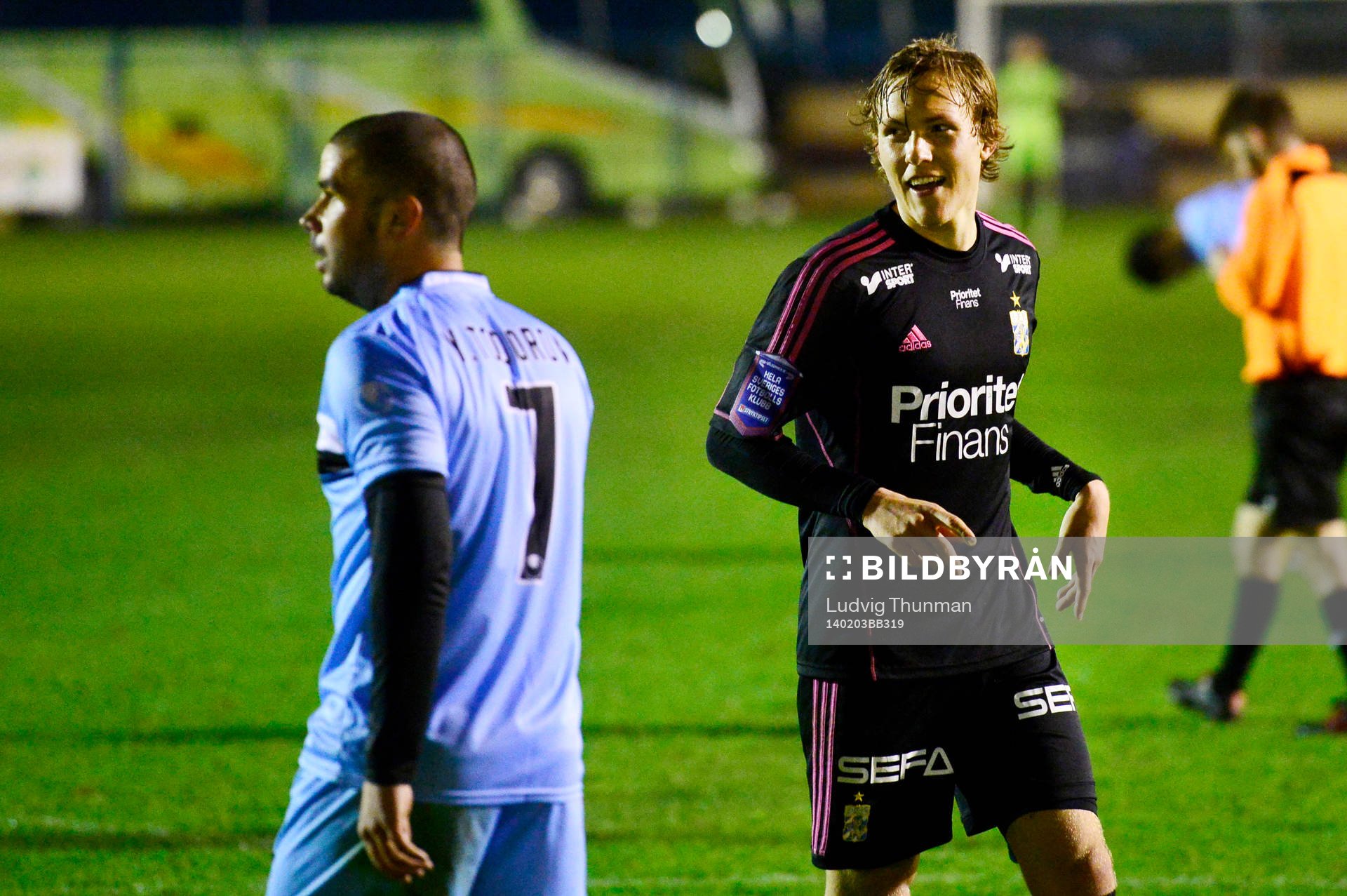 IFK Göteborgs Ludwig Augustinsson jublar efter 4-0 under träningsmatchen mellan Lokomotiv Plovdiv och IFK Göteborg den 3 februari 2014 i Marbella.