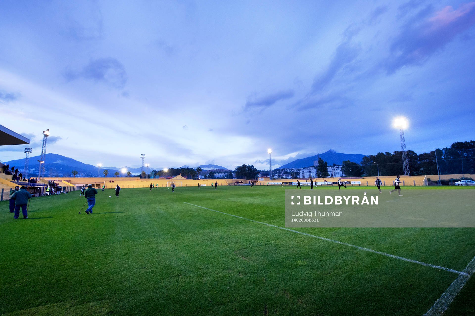 Översikt Estadio San Pedro där träningsmatchen mellan