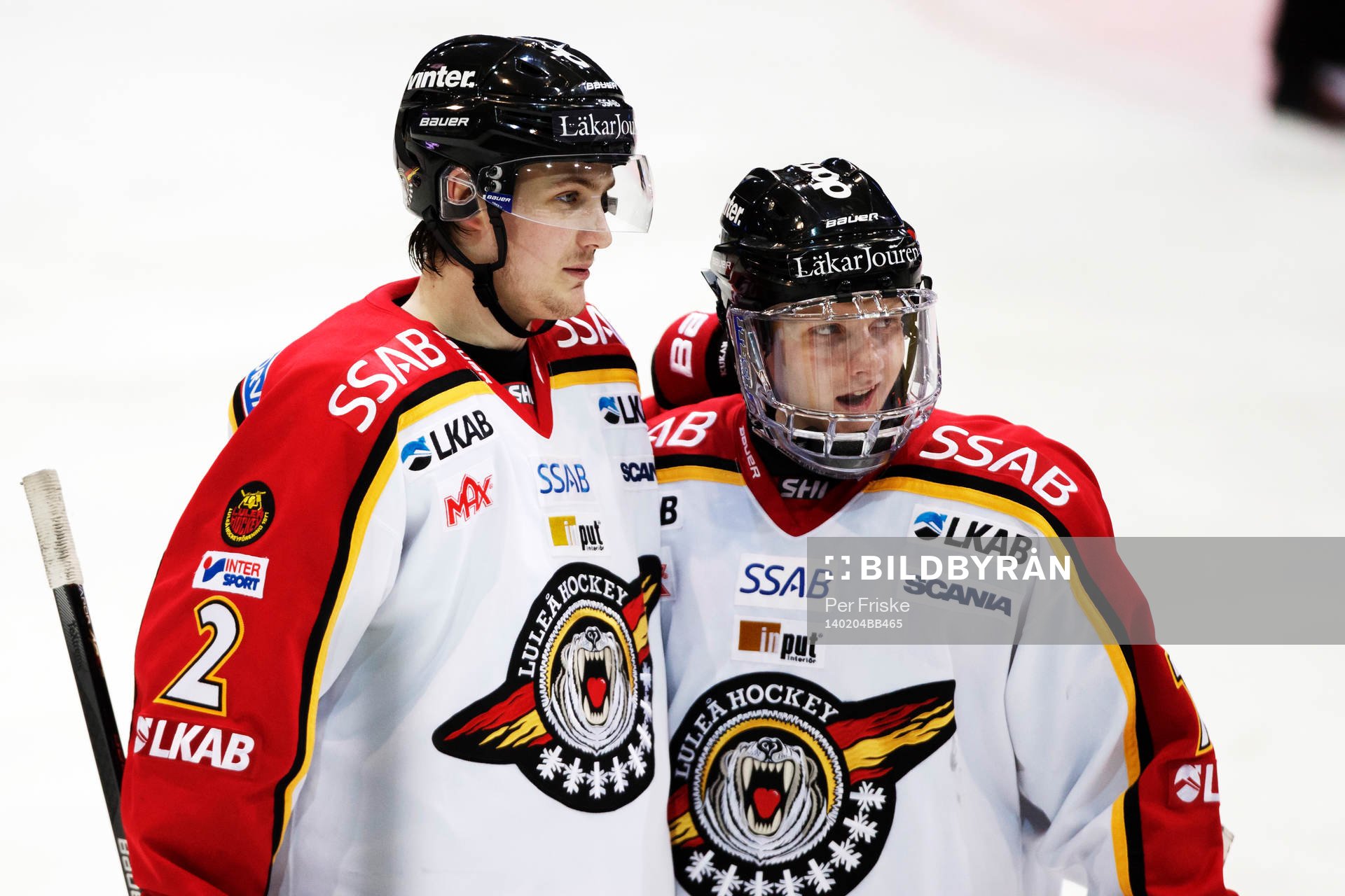 Luleås Dean Kukan och Luleås Daniel Mannberg jublar