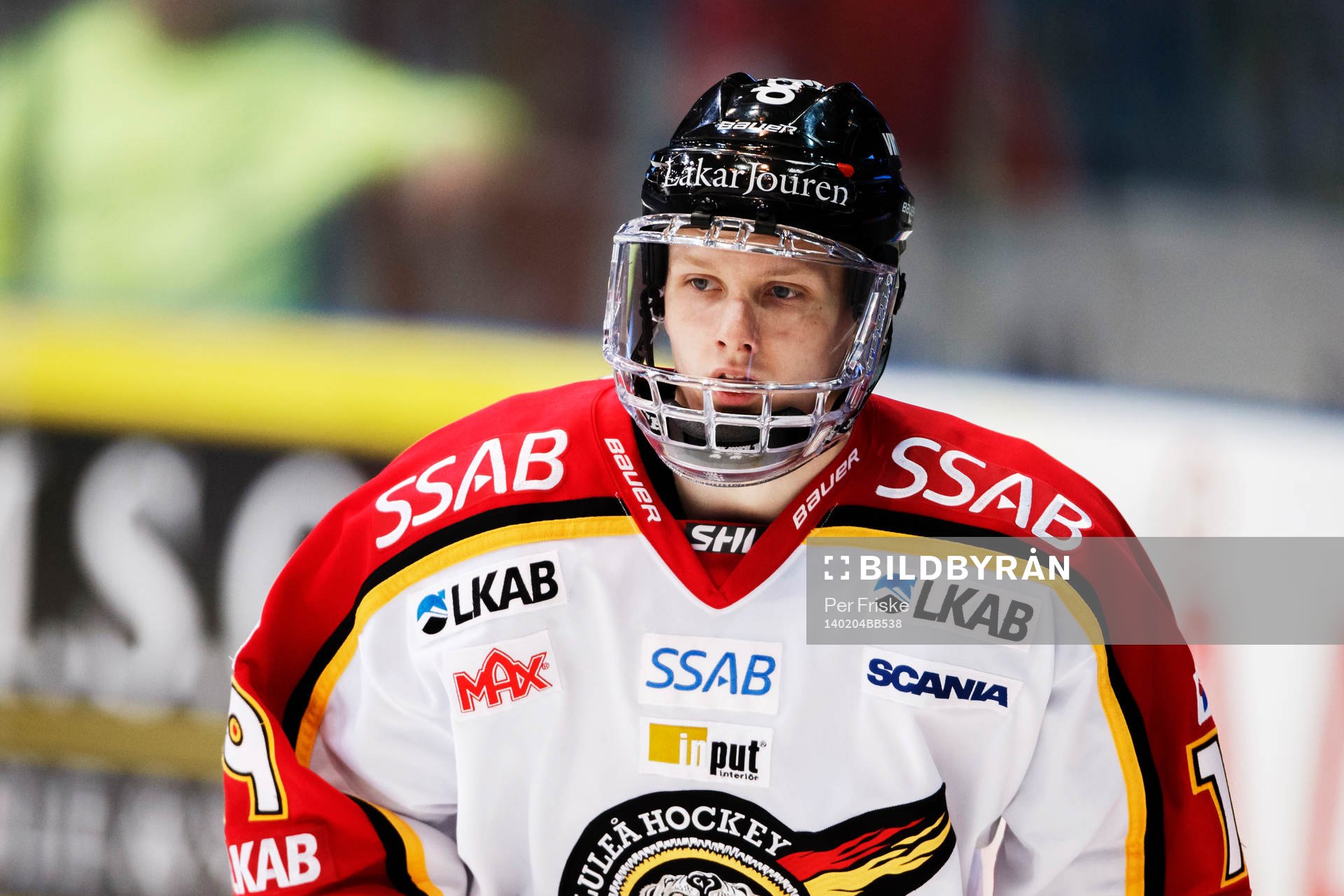 Luleås Daniel Mannberg på uppvärmningen innan