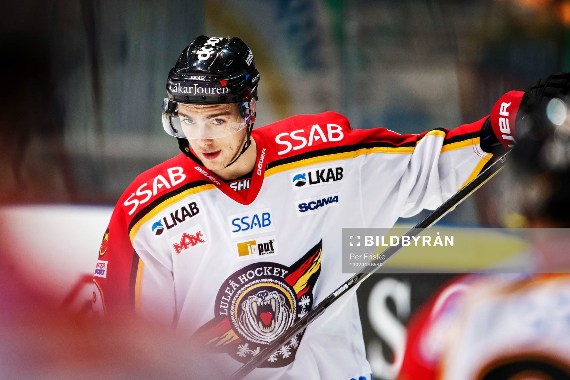 Luleås Johan Forsberg på uppvärmningen innan