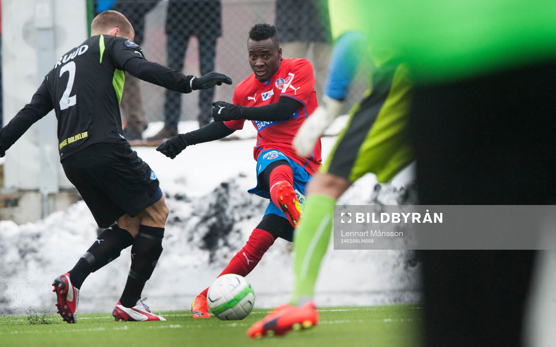 Helsingborgs David Accam i träningsmatchen mellan