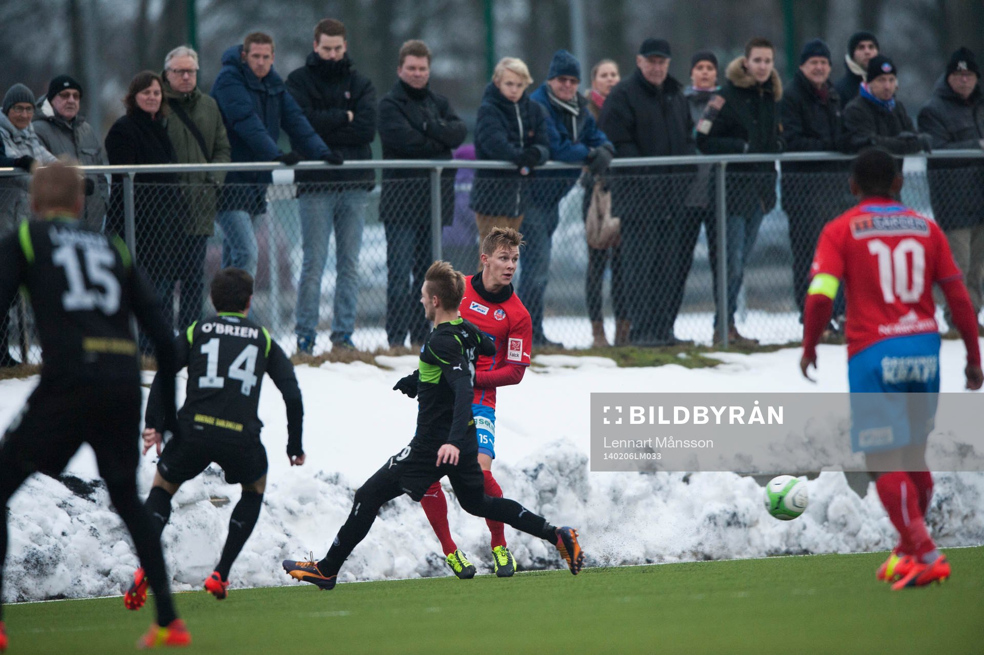  Helsingborgs Emil Krafth i träningsmatchen mellan Helsingborg och Odense i Helsingborg 6 februari 2014.