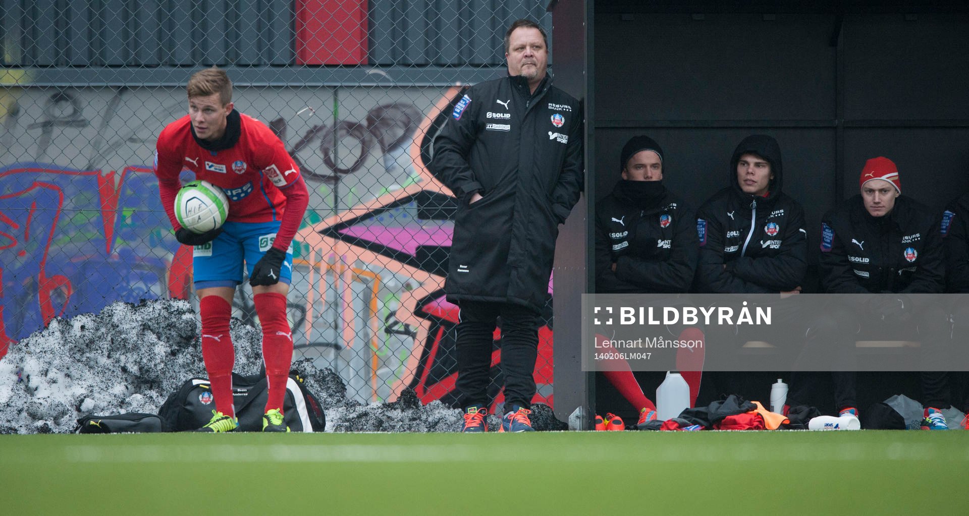 Helsingborgs tränare Roar Hansen med Emil Krafth och