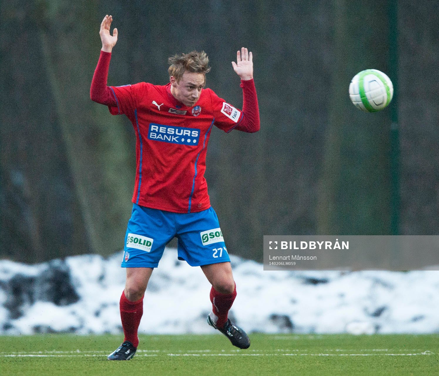 Helsingborgs Måns Ekvall i träningsmatchen mellan