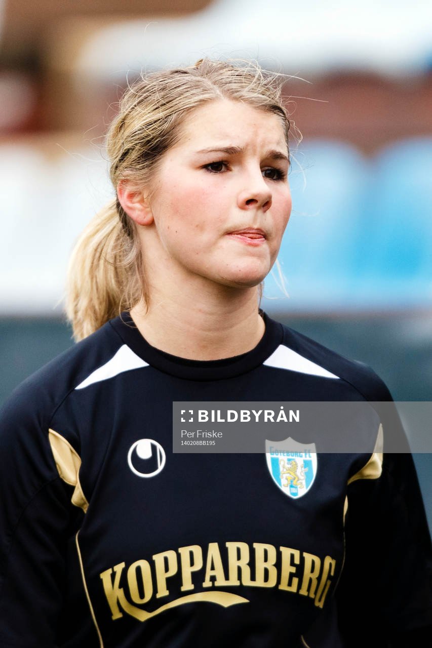 Kopparberg/Göteborgs Andrine Hegerberg under träningsmatchen i fotboll mellan Kopparbergs/Göteborg och Hovås/Billdal den 8 februari 2014 i Göteborg .