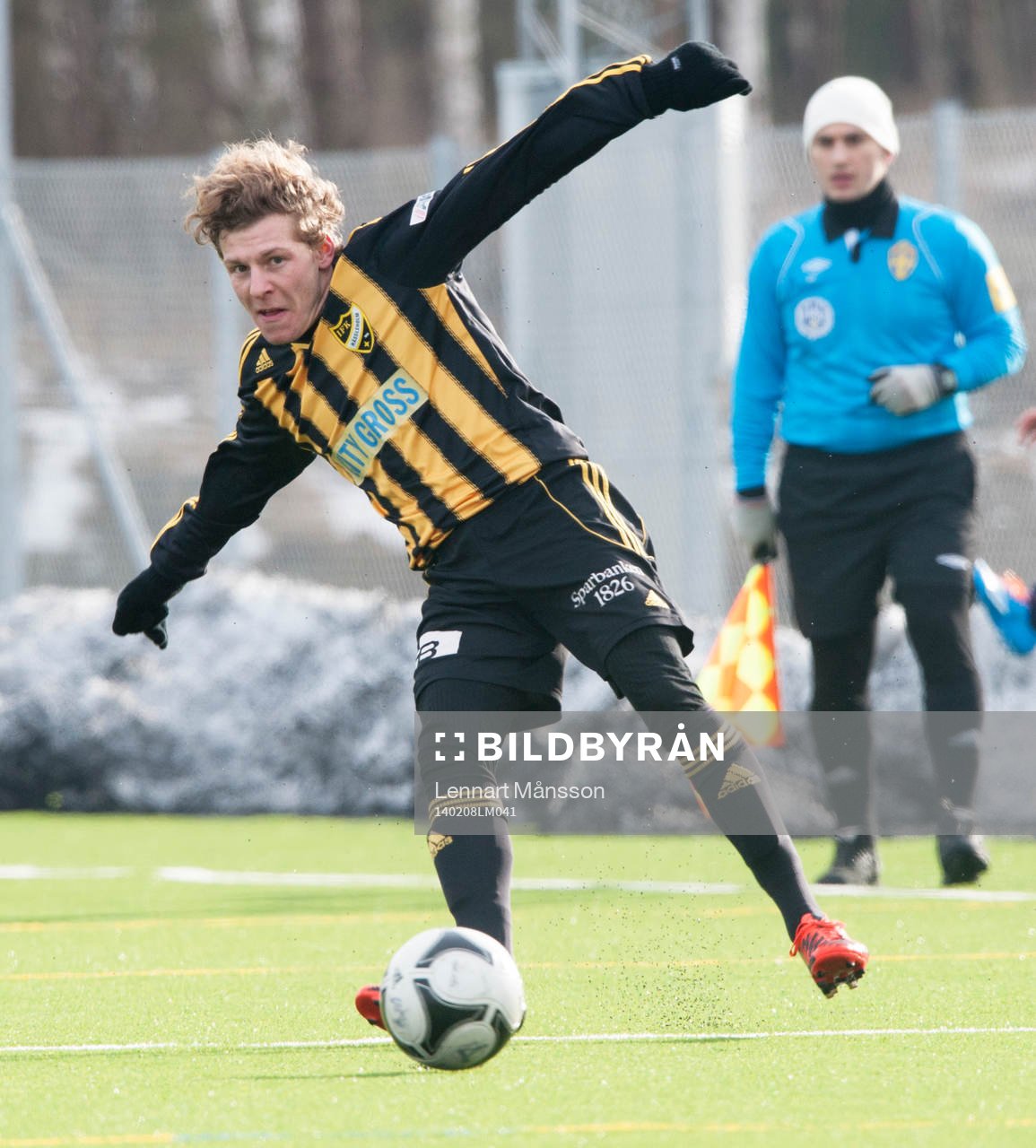 Hässleholms Jonathan Nilsson i träningsmatchen i fotboll