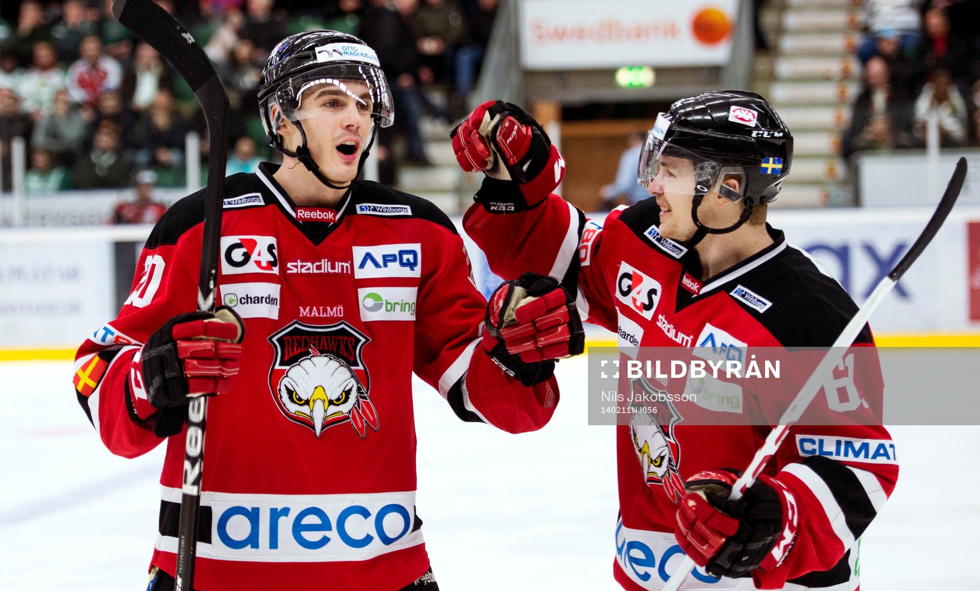 Malmö Redhawks Henrik Hetta och Nicklas Jadeland jublar