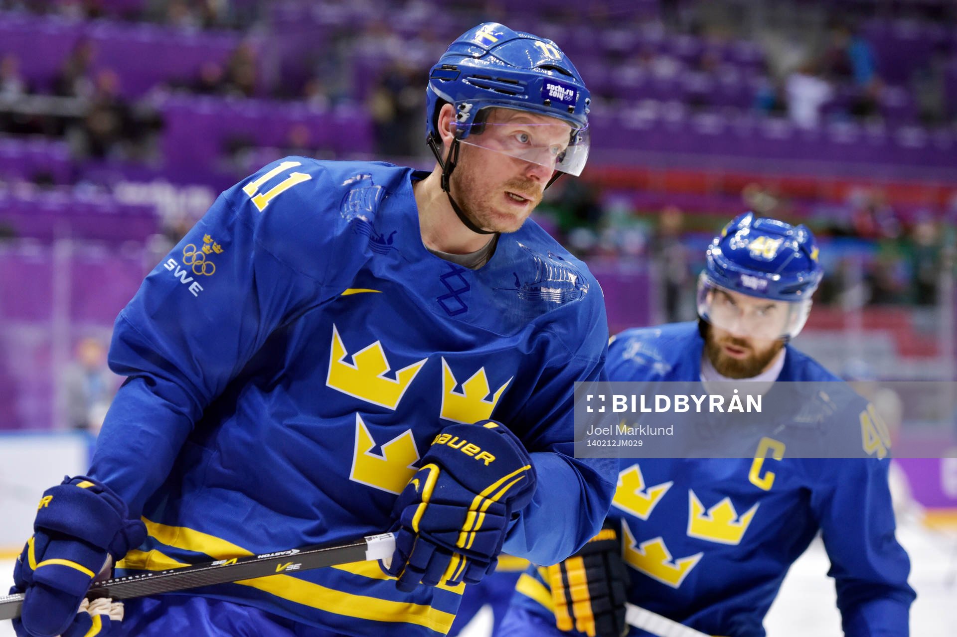 Sveriges Daniel Alfredsson och Henrik Zetterberg innan
