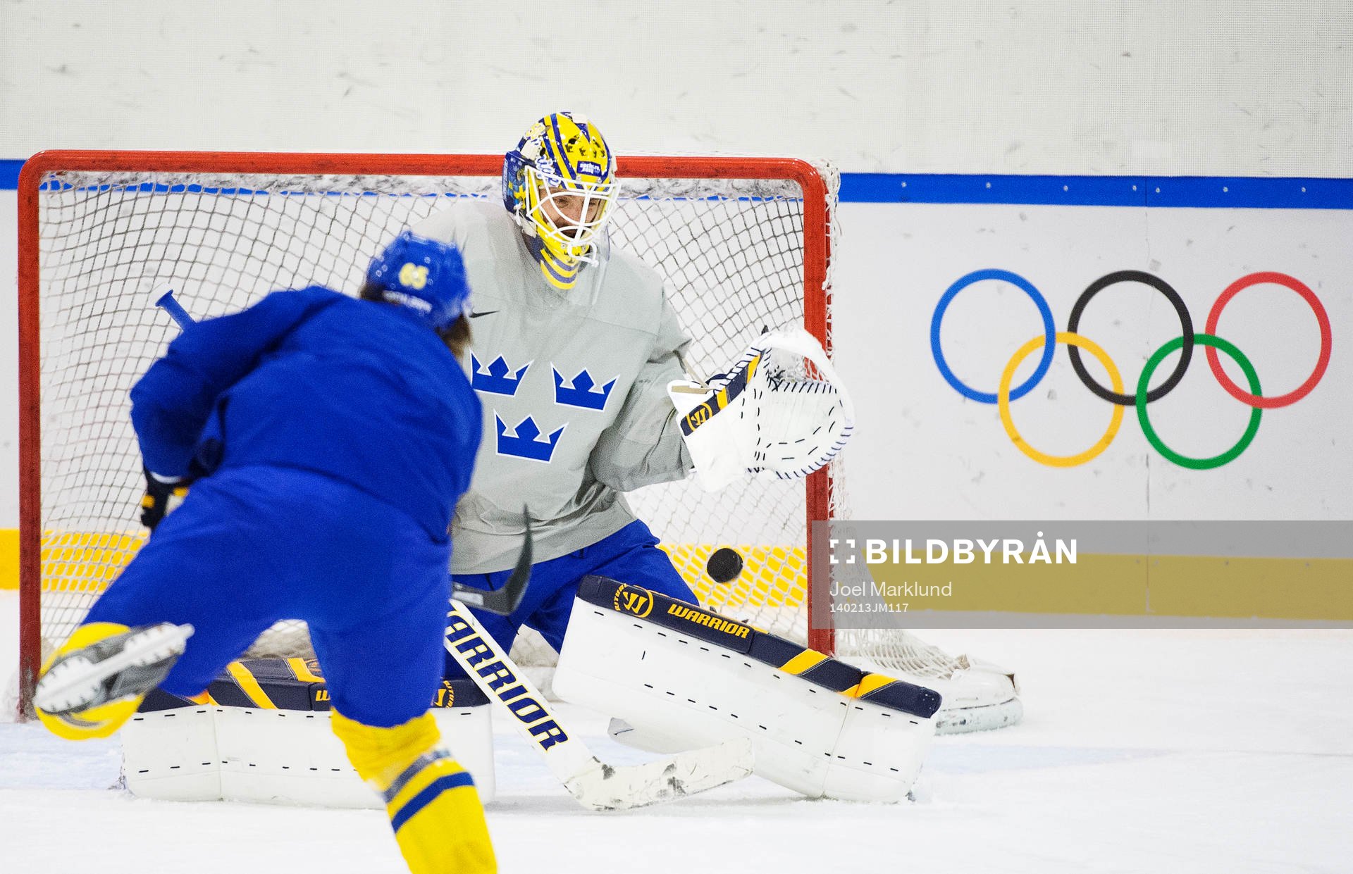 Målvakten Jonas Gustavsson på Sveriges ishockeylandslags