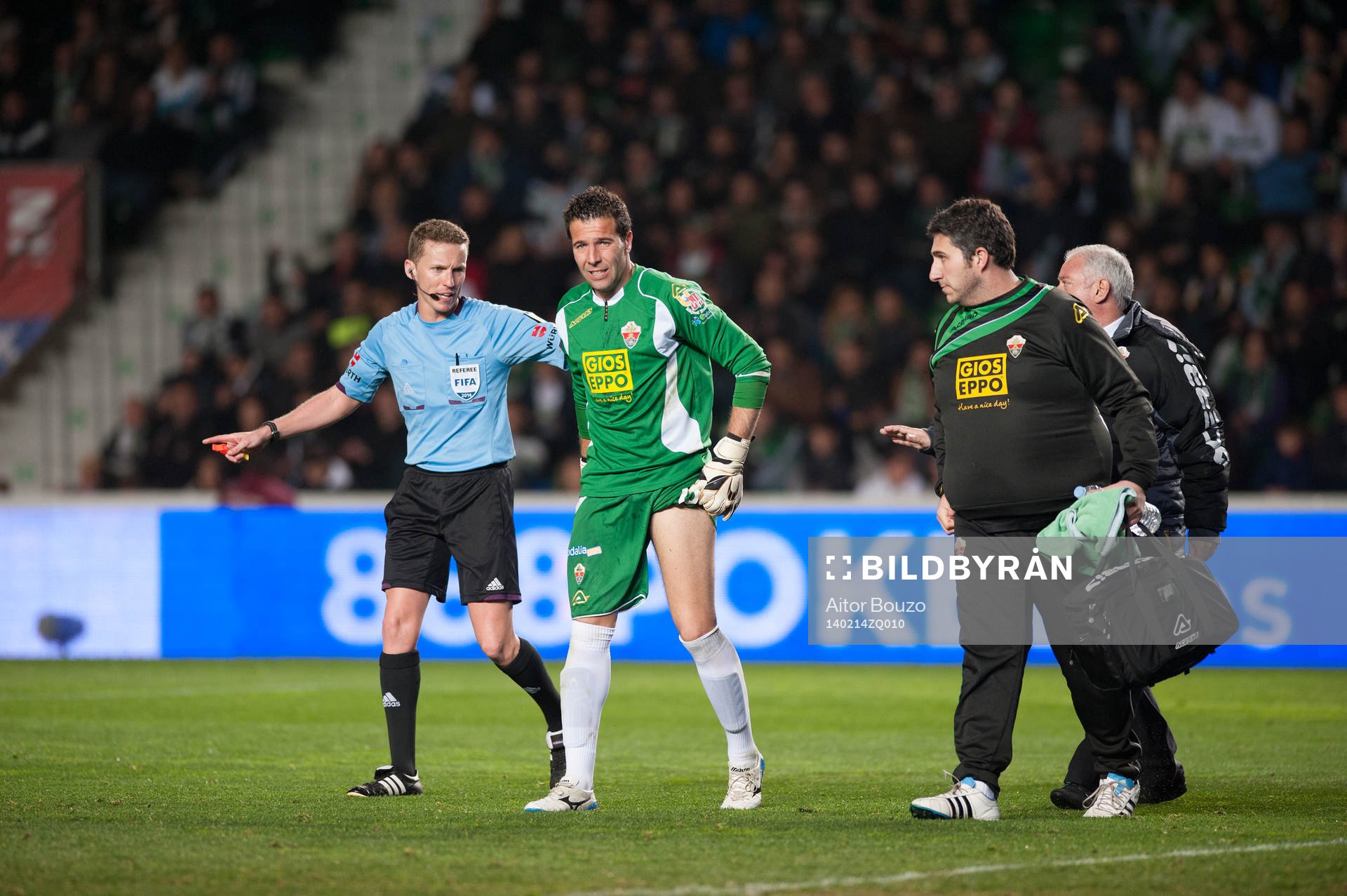 ELCHE, ESPANA - 14 DE FEBRERO: Tono, portero del Elche CF,
