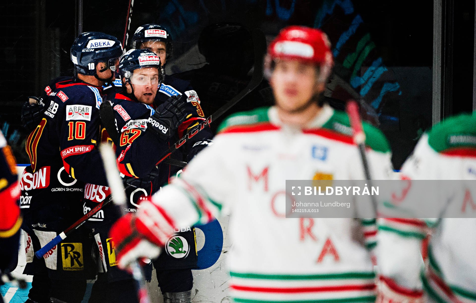 Djurgårdens Jens Jakobs jublar med Joakim Hagelin