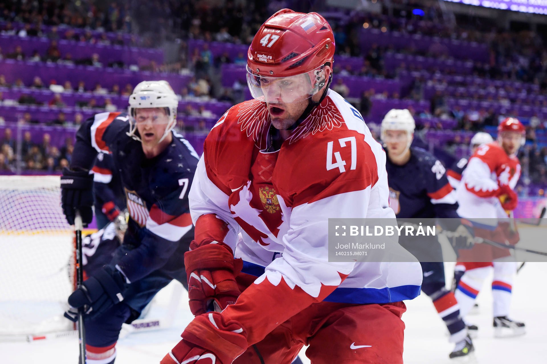 Rysslands Alexander Radulov i ishockeymatchen mellan USA
