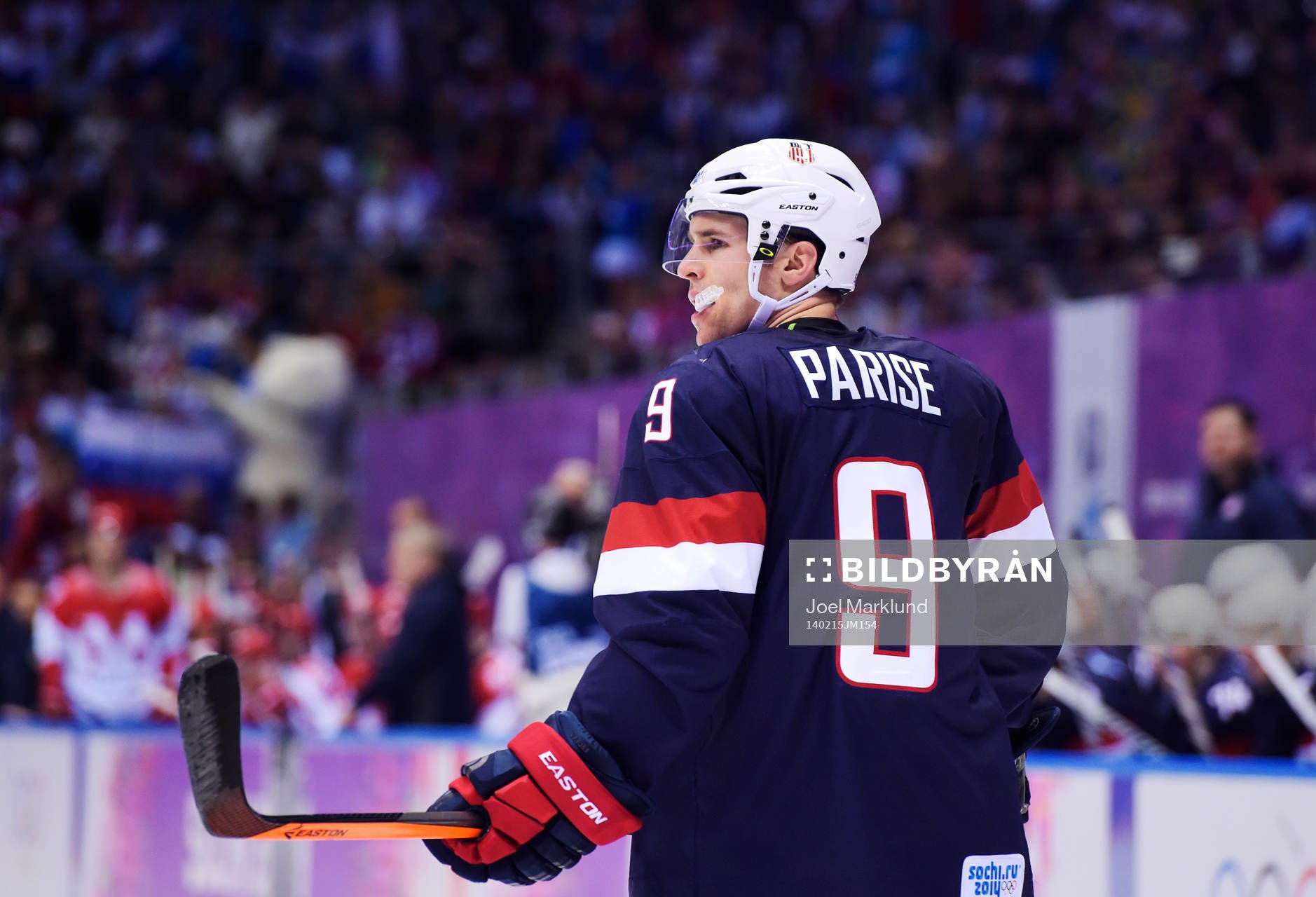 s Zach Parise i ishockeymatchen mellan USA och Ryssland
