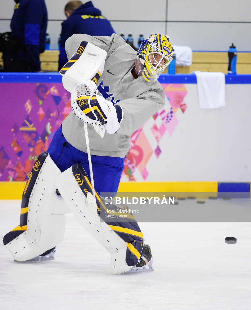 Målvakten Jonas Gustavsson på Sveriges ishockeylandslags