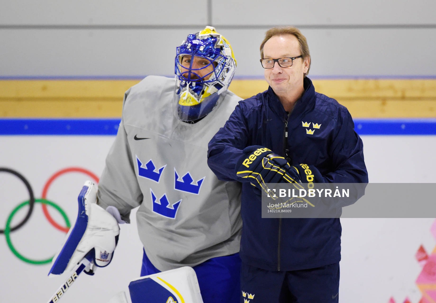 Målvakten Henrik Lundqvist och förbundskapten Pär Mårts