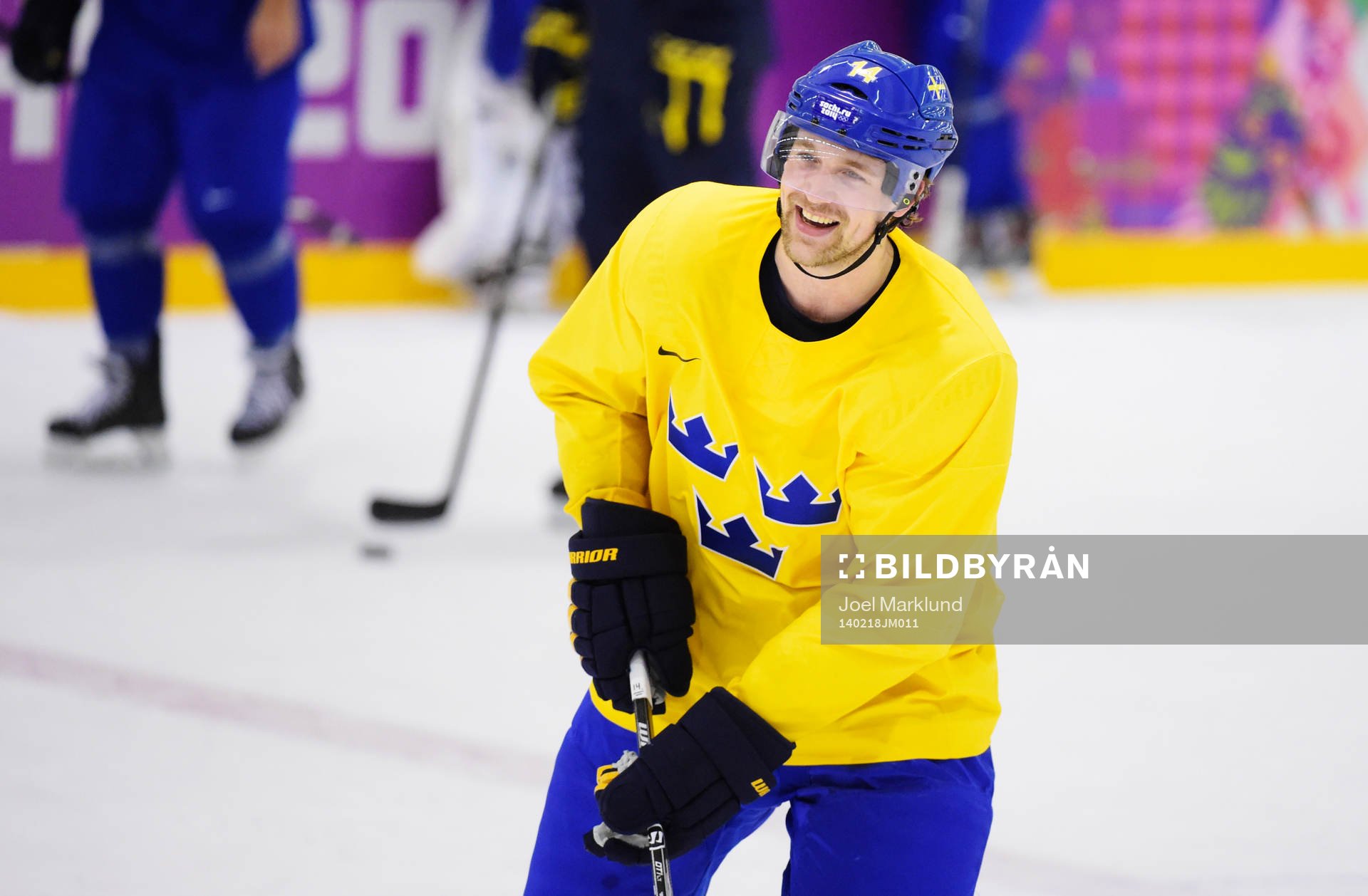 Patrik Berglund på Sveriges ishockeylandslags träning