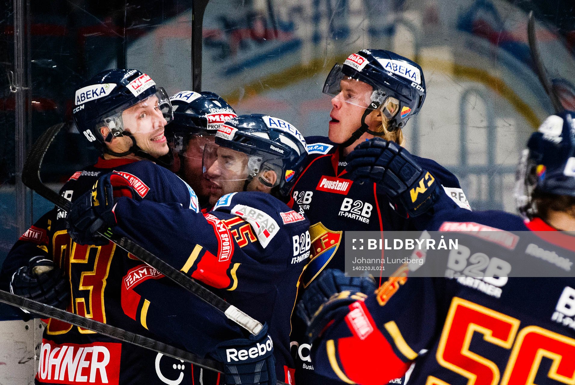 Djurgårdens Dustin Johner  och Steve Saviano  jublar med