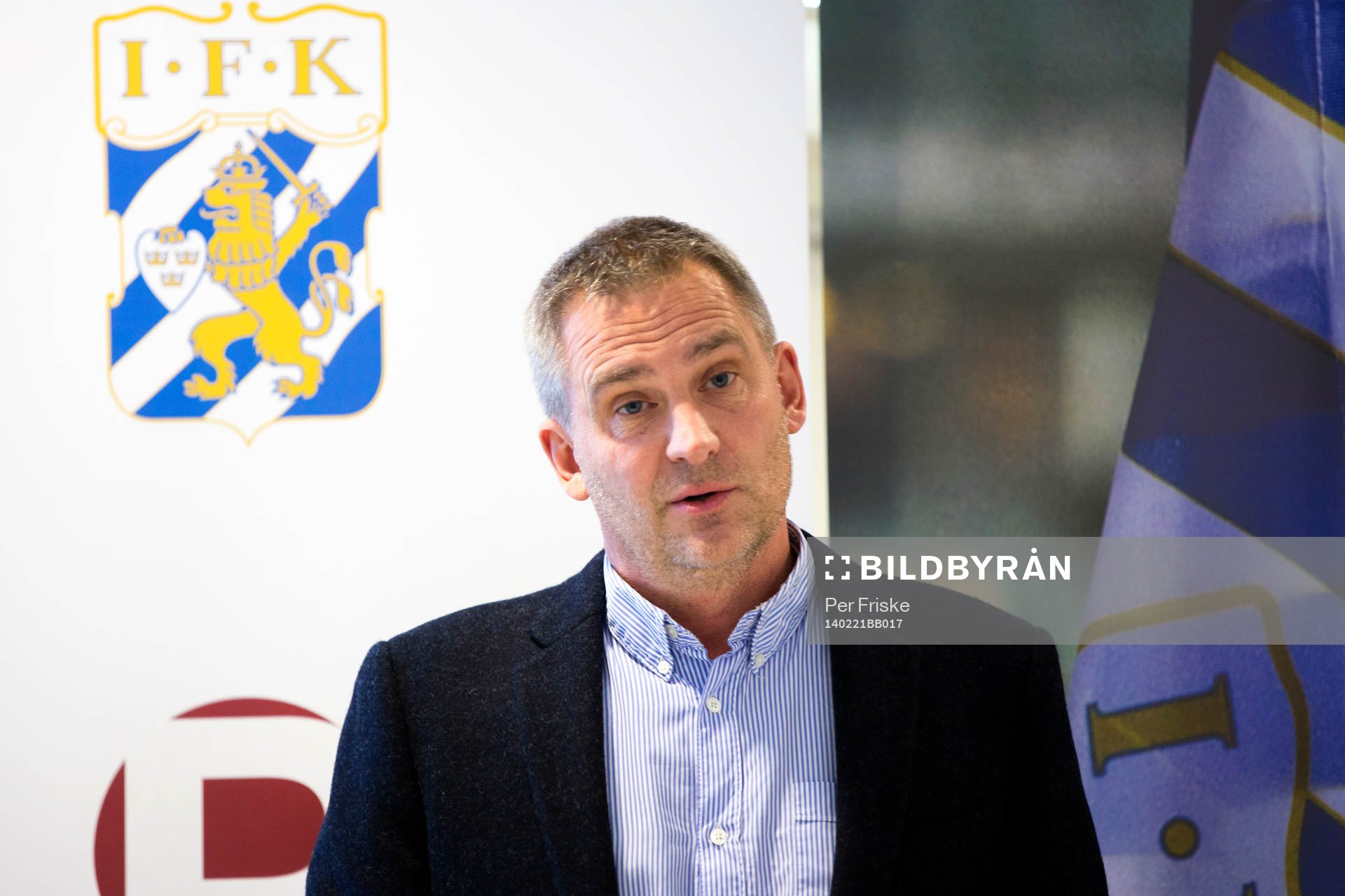 Joakim Brinkenberg, ordförande i IFK Göteborgs valberedning, pratar under en presskonferens den 21 februari 2014 i Göteborg .