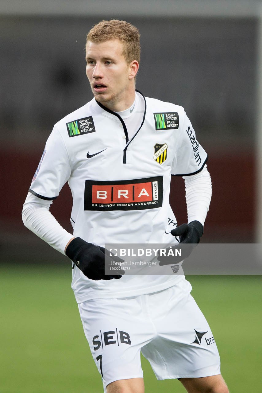 Häckens Jonas Bjurström under träningsmatchen i fotboll mellan Elfsborg och Häcken den 22 februari 2014 i Borås.