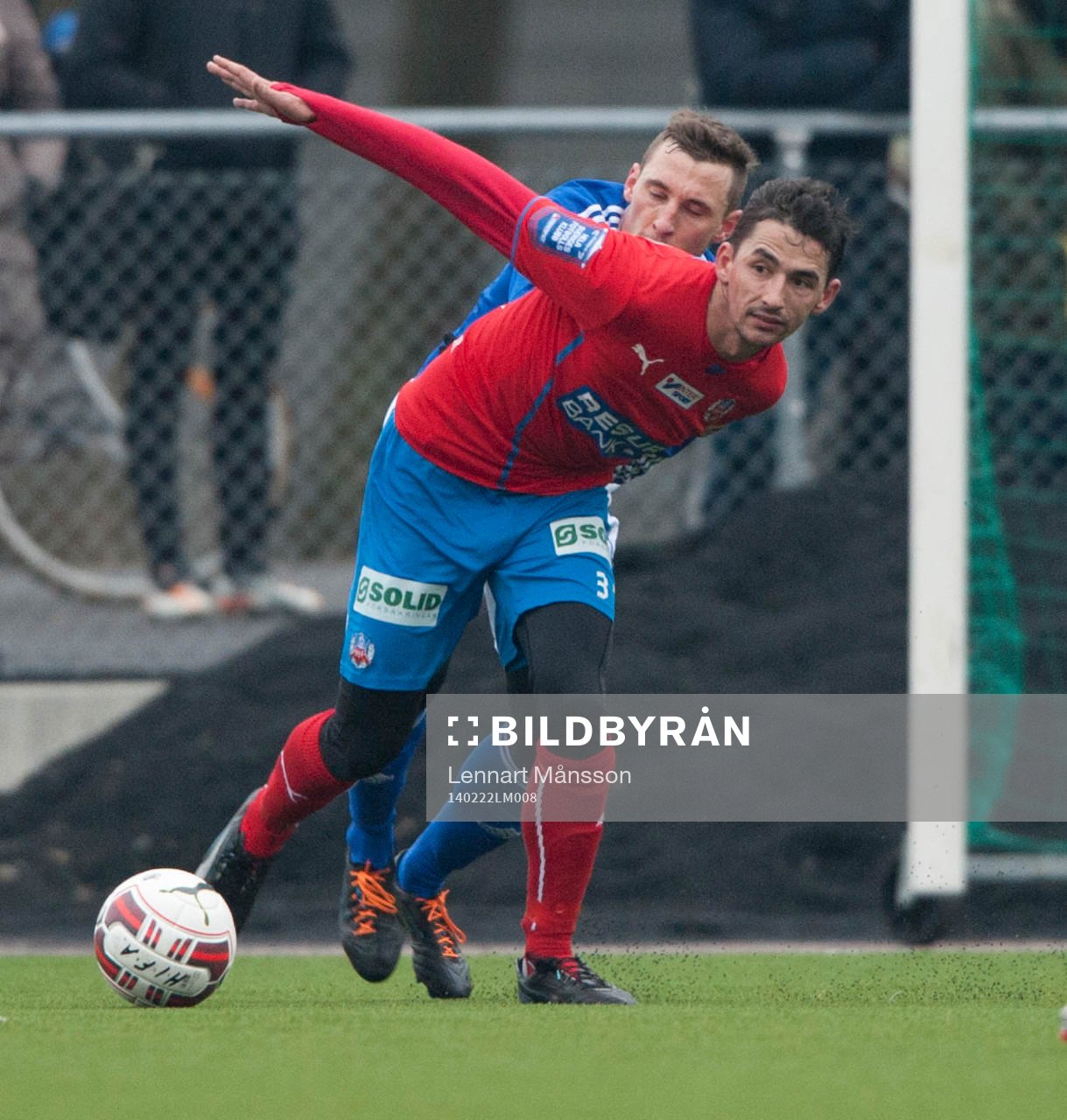 Helsingborg Loret Sadiku i träningsmatchen mellan Helsingborg och Lyngby i Helsingborg 22 februari 2014.