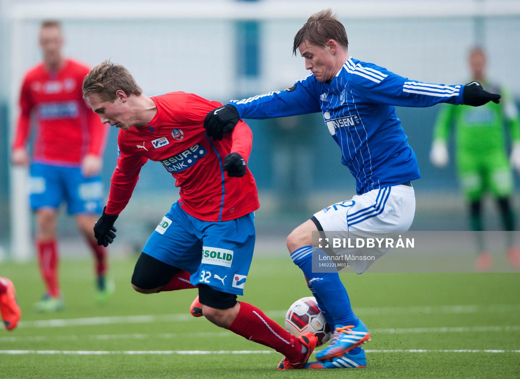Helsingborg Gustav Jarl i träningsmatchen mellan Helsingborg och Lyngby i Helsingborg 22 februari 2014.