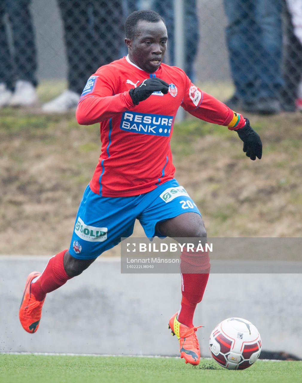 Helsingborgs Emanuel Boateng i träningsmatchen mellan
