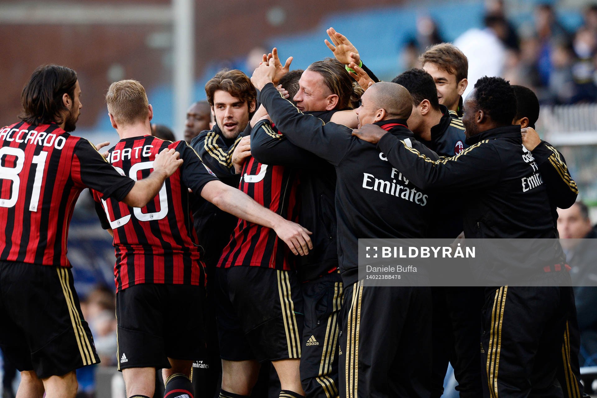  Fotboll, Serie A, Sampdoria - Milan: esultanza gol Adel Taarabt Milan. Goal celebration 