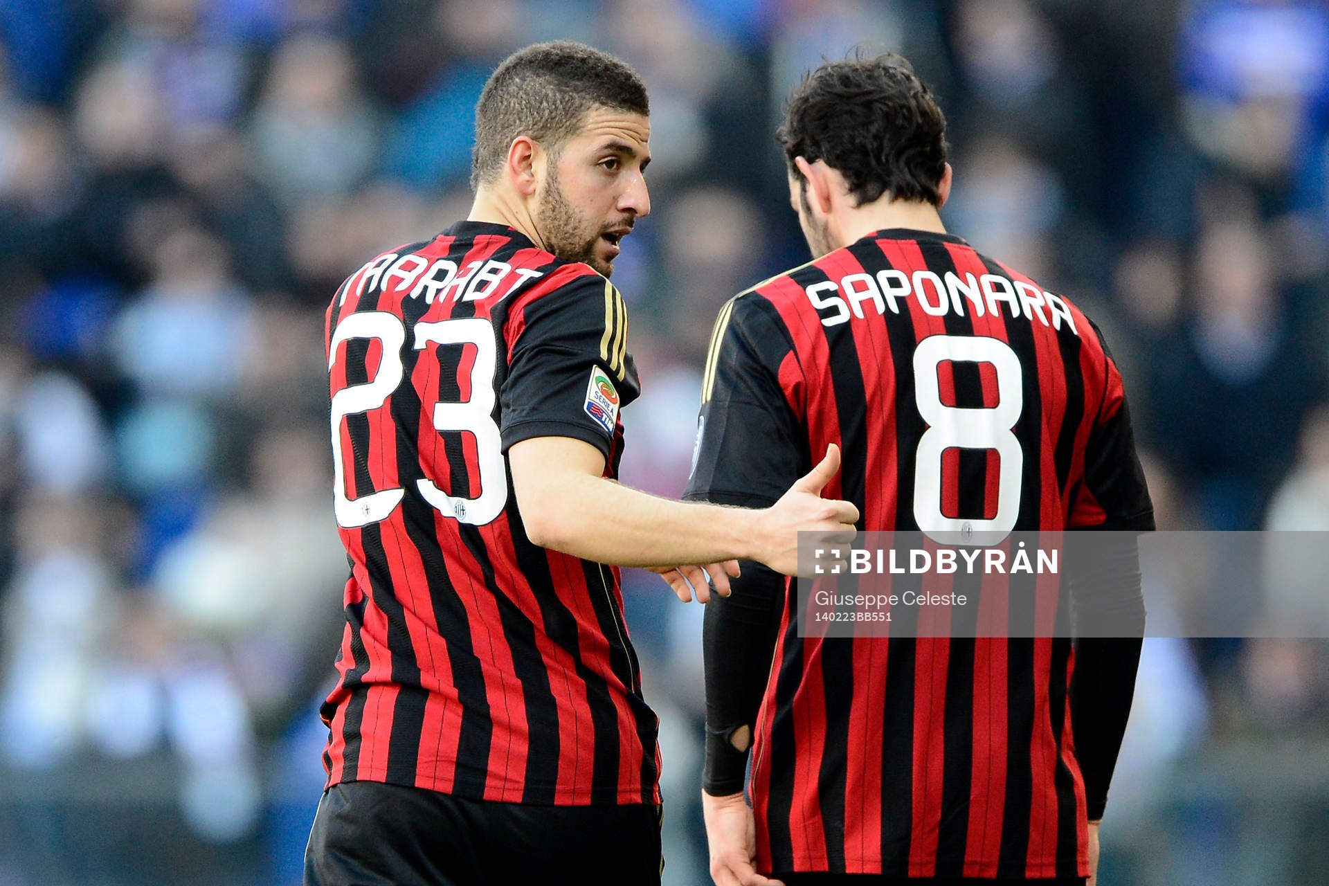  Fotboll, Serie A, Sampdoria - Milan: Esultanza gol di Adel Taarabt Milan 0-1. Celebration goal