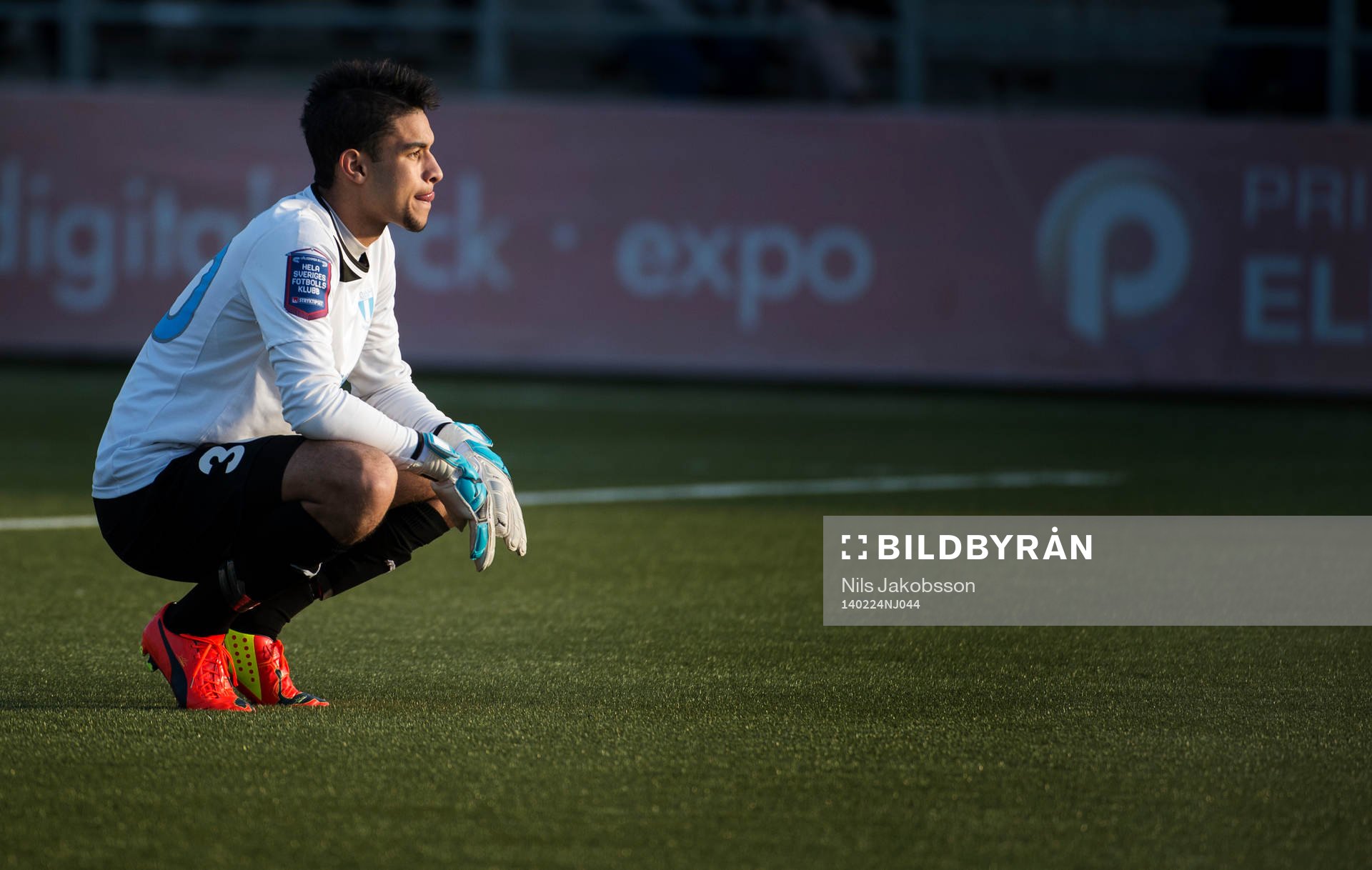 Malmös målvakt Sixten Mohlin under träningsmatchen mellan Malmö FF och Mjällby den 24 februari 2014 i Malmö.