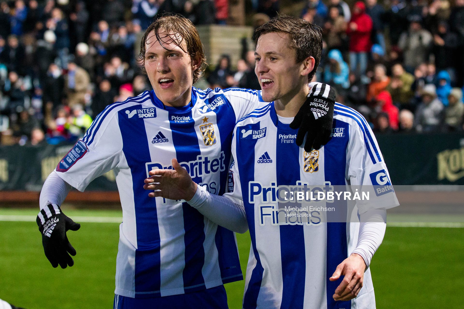 IFK Göteborgs Ludwig Augustinsson och Lasse Vibe jublande