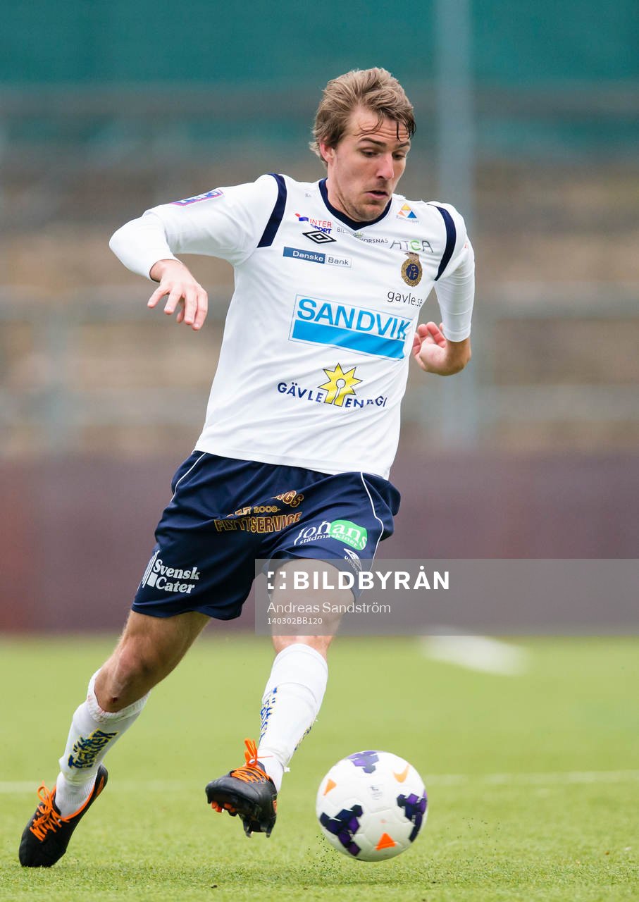 Gefles Johan Oremo under fotbollsmatchen i Svenska cupen mellan AFC United och Gefle den 2 Mars 2014 i Stockholm. 