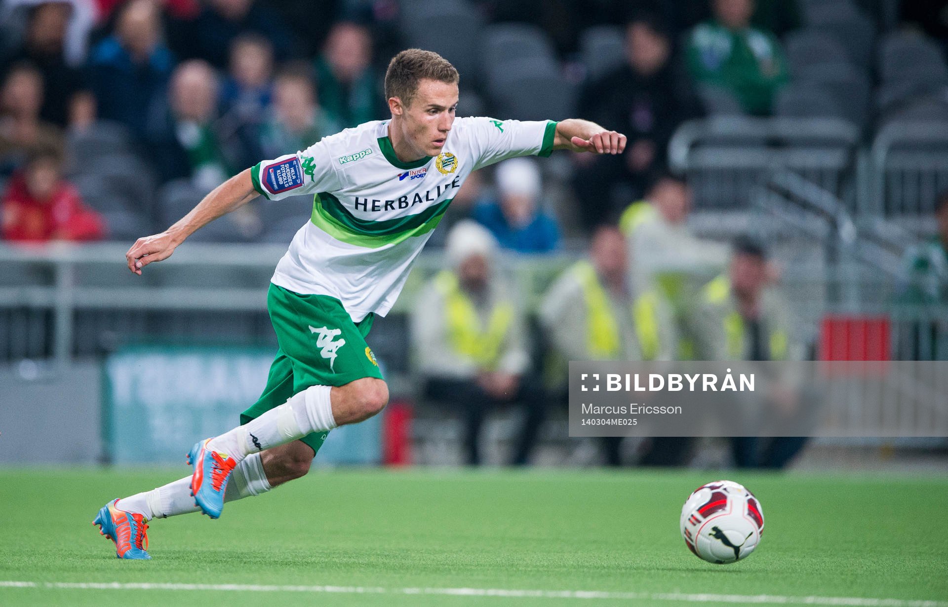 Hammarbys Fredrik Torsteinbø under fotbollsmatchen mellan Hammarby och Ängelholm i Svenska Cupen den 4 mars 2014 i Stockholm.