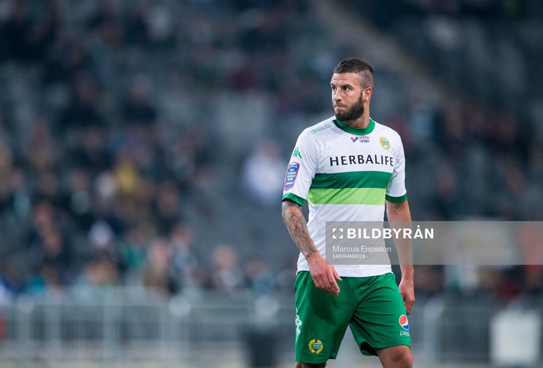 Hammarbys Andreas Haddad under fotbollsmatchen mellan Hammarby och Ängelholm i Svenska Cupen den 4 mars 2014 i Stockholm.