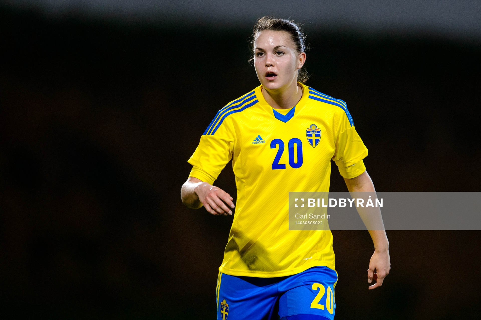 Sveriges Emilia Appelqvist i matchen mellan Sverige och Danmark under Algarve Cup den 5 mars 2014.