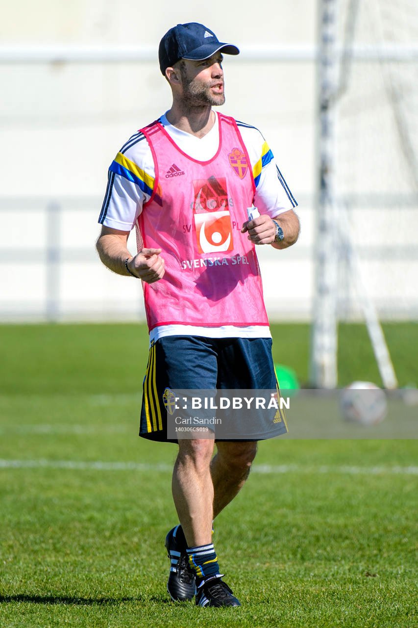 Sveriges fystränare Matti Demegård på en träning