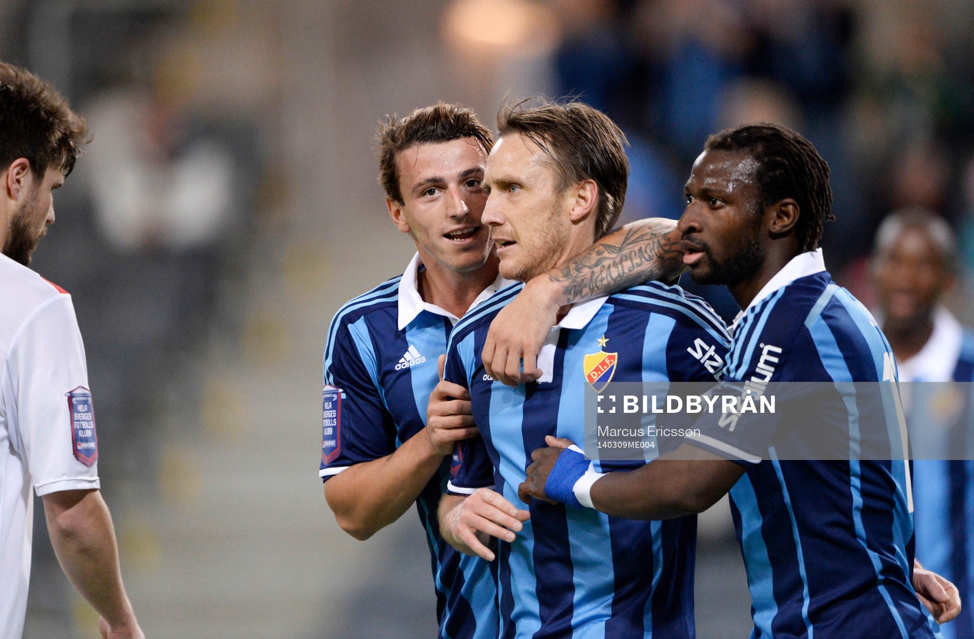 Djurgårdens Erton Fejzullahu, Andreas Johansson och Amadou
