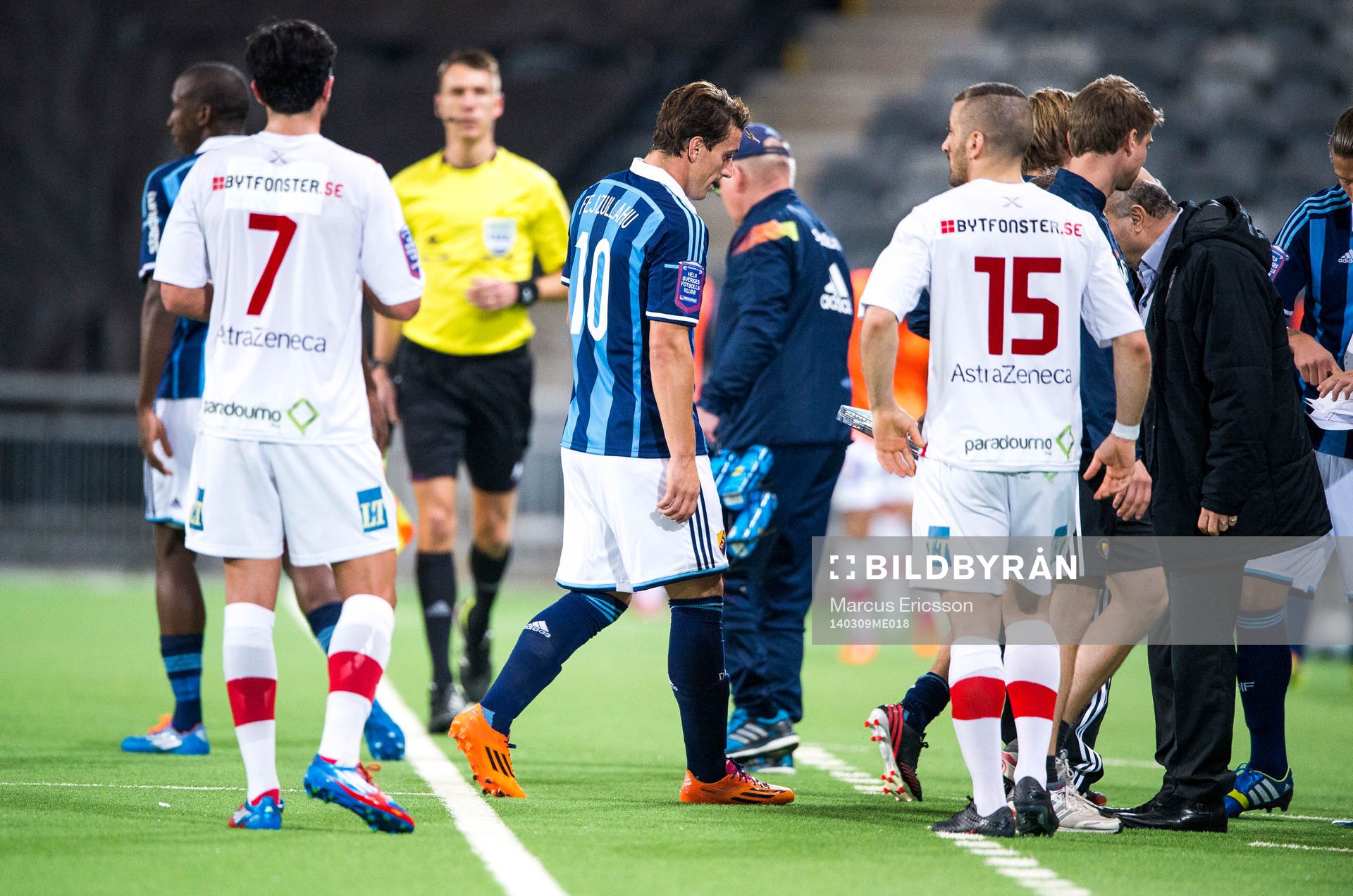Djurgårdens Erton Fejzullahu lämnar fotbollsmatchen