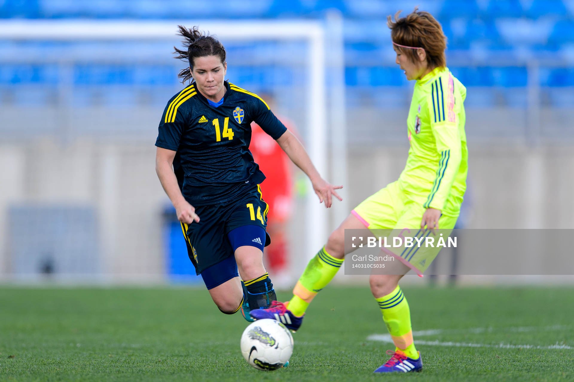 under fotbollsmatchen mellan Japan och Sverige i Algarve Cup