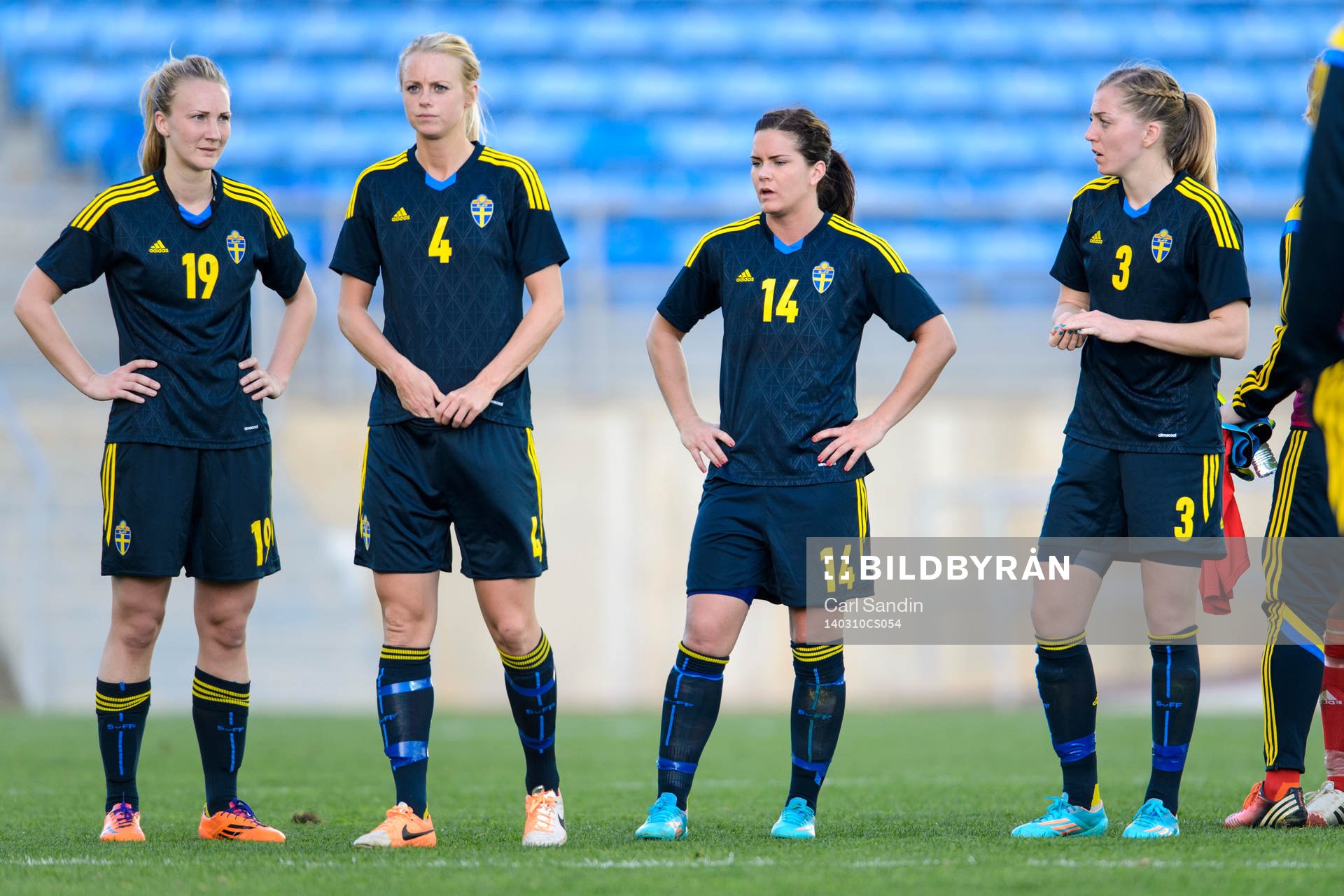 Sveriges Emma Lund, Amanda Ilestedt, Hanna Folkesson och