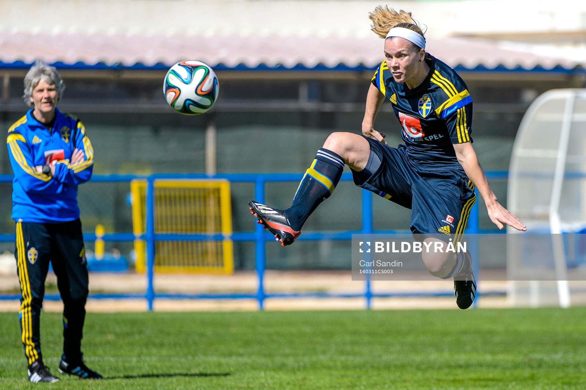 Sveriges Sara Thunebro på en träning under Algarve Cup den 11 mars 2014.